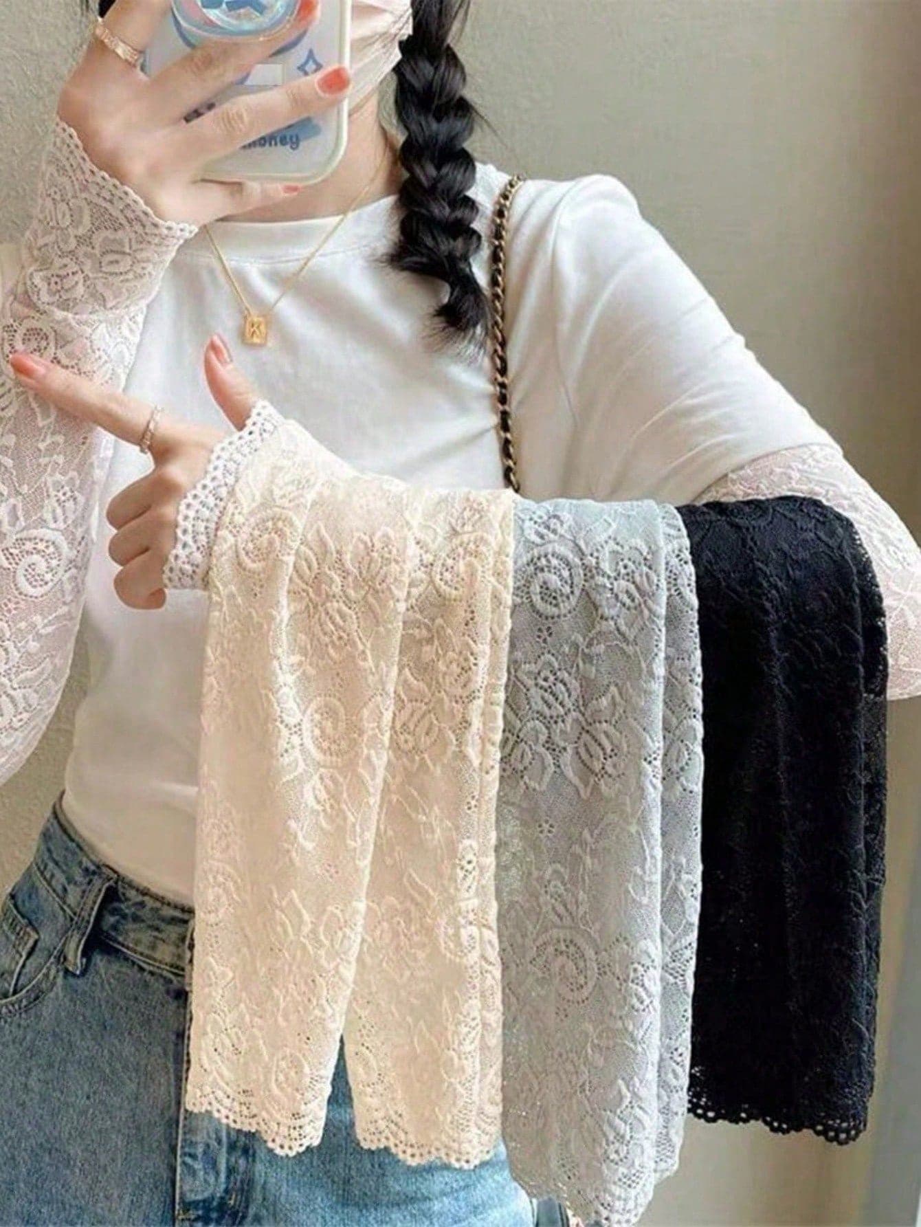 Elegant Lace Women's Arm Sleeves - Floral Embroidered UV Protection Sun Sleeves, Breathable Elastic Fingerless Gloves, Summer Fashion Accessory, Lightweight Knit Arm Warmers Suitable For Outdoor, Wedding, Party, Office, Daily, Hand Wash