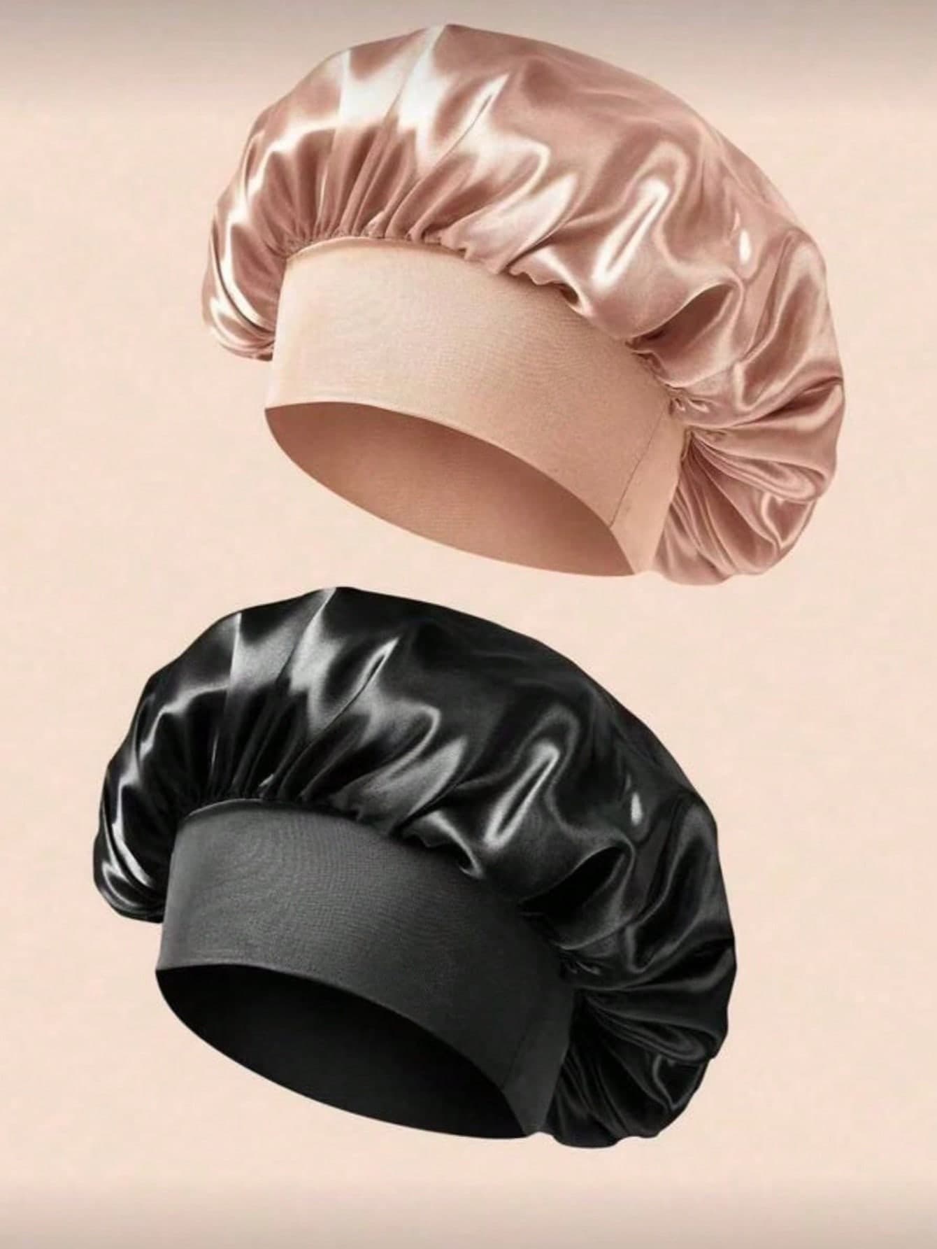 All-Season Fashion Women's Wide Brim Satin Hair Care Sleep Cap, Made Of Smooth Faux Silk Fabric, Simple And Gentle Style, Extra Wide Elastic Hairband Doesn't Tighten Head, Breathable Anti-Frizz Anti-Static; Suitable For Home Sleep, Skincare SPA, Also Suitable For Travel Or Ramadan And Other Holiday Styling, Multi-Color Combination Pack, Can Be Given As A Holiday Gift To Wife Or Mother