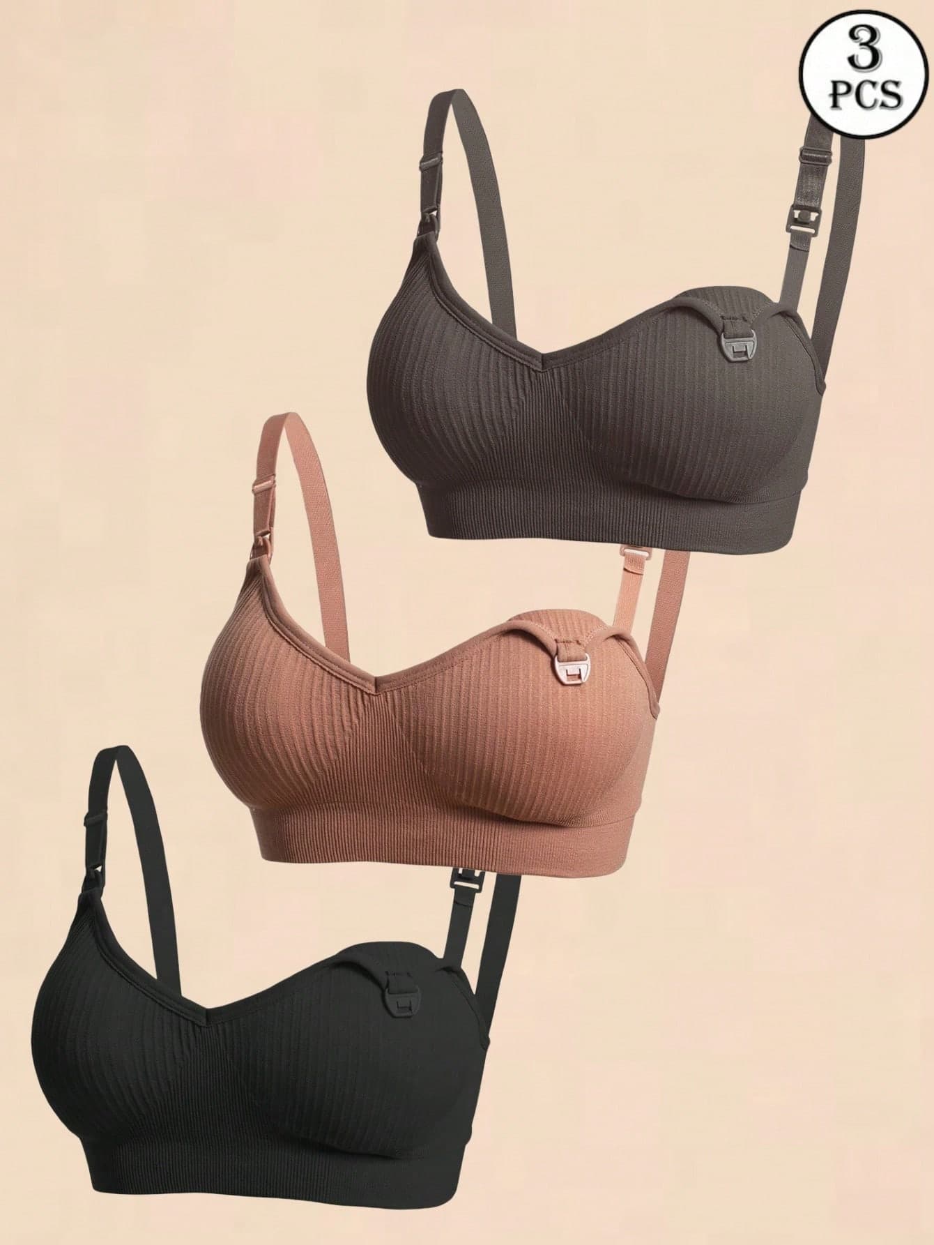 Hart & Haze 3pcs Maternity/Nursing Bras Sexy Front Buckle Breastfeeding Underwire Bras, Comfortable Nursing Bras