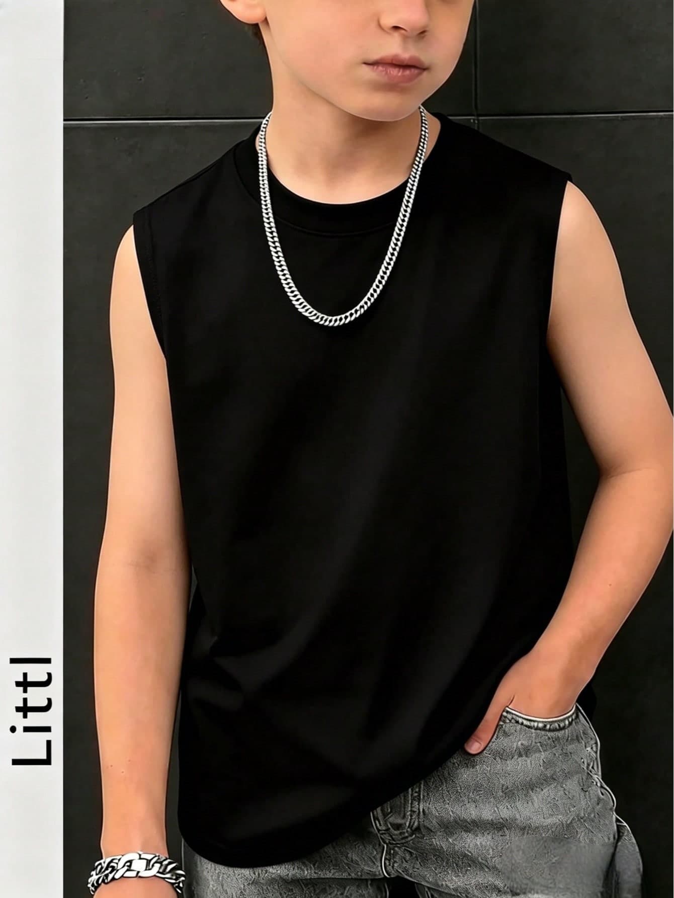 Boys & Teenage Students Casual Sleeveless Crew Neck Tank Top, Fashionable & Cool, Spring/Summer