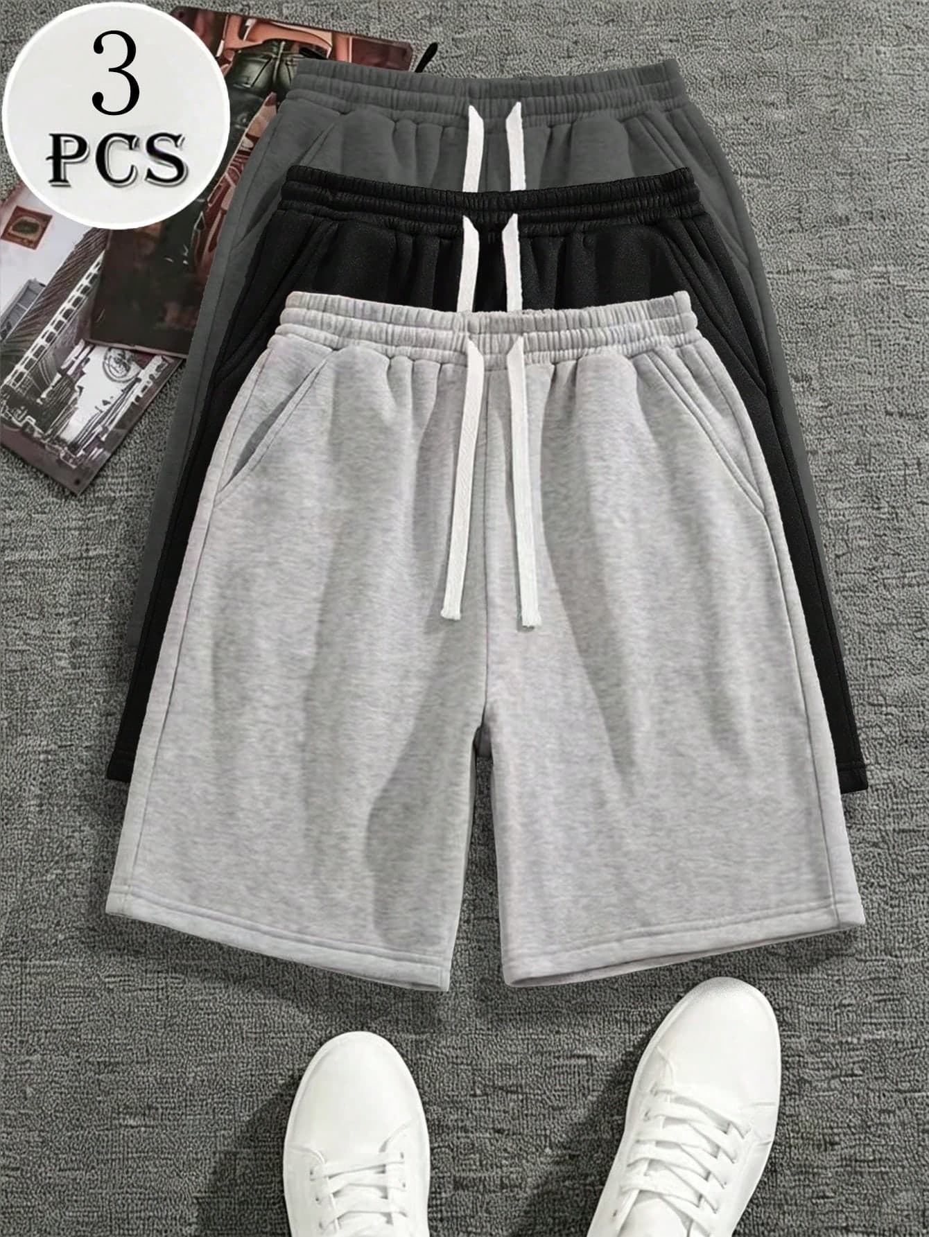3PCS Men's Shorts; 3-Piece Set Men's Sports Fashion Casual Style Knit Drawstring Waist Shorts, Comfortable And Breathable Fabric, Summer Hot-Selling Item, Unisex, Suitable For Watching World Cup, Daily Exercise, Jogging, Fitness, Training, Perfect Father's Day Gift For Dad, July 4th Celebration