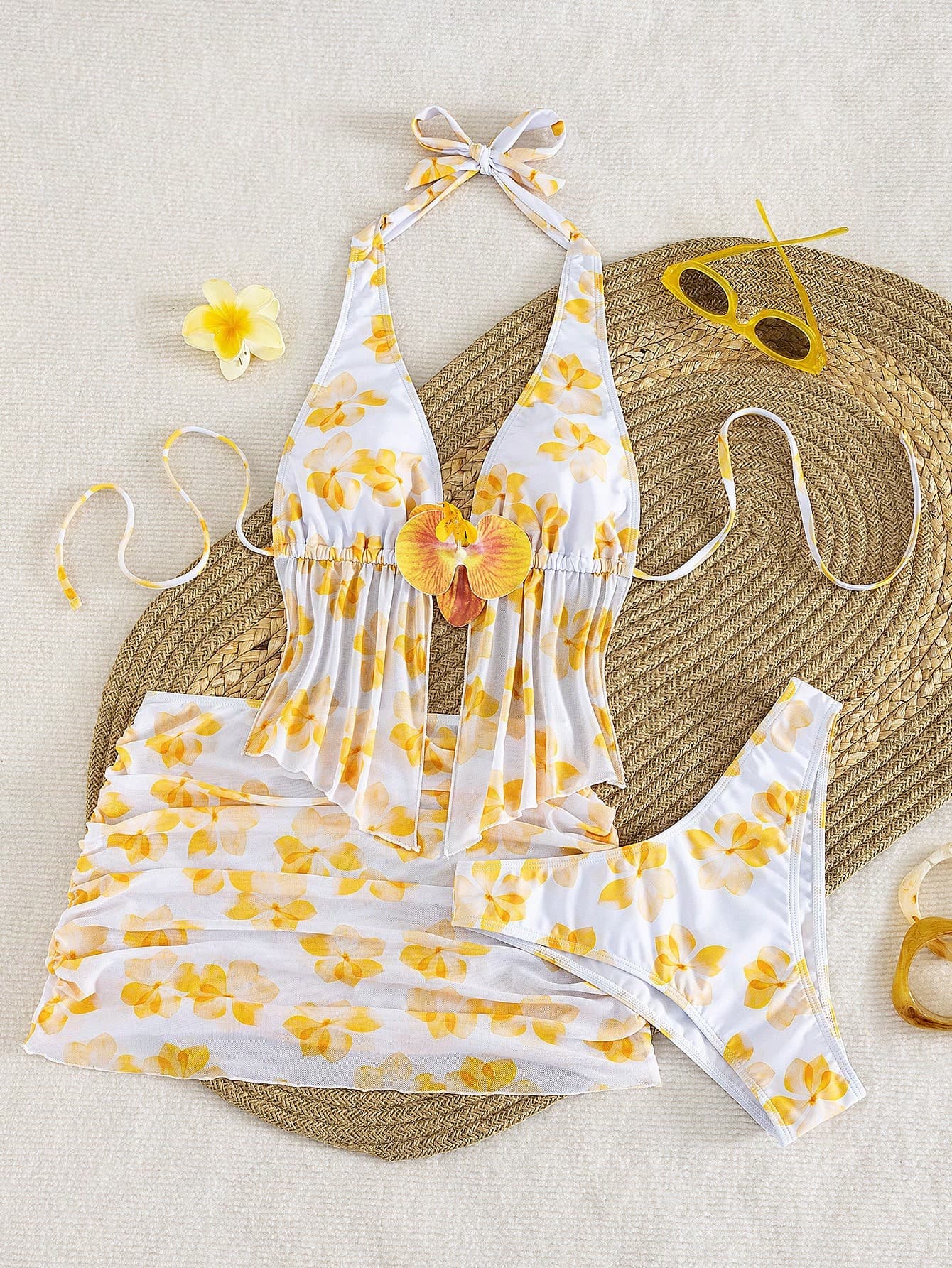 2026 Women's Random Print Spaghetti Strap Sexy Bikini Swimwear Set, Summer Outfit, Elegant, Valentine's Day, Beach, Vacation, Casual, Unique, Summer Set, Summer Holiday Set, Spring, Women's Valentine's Day Set, Carnival
