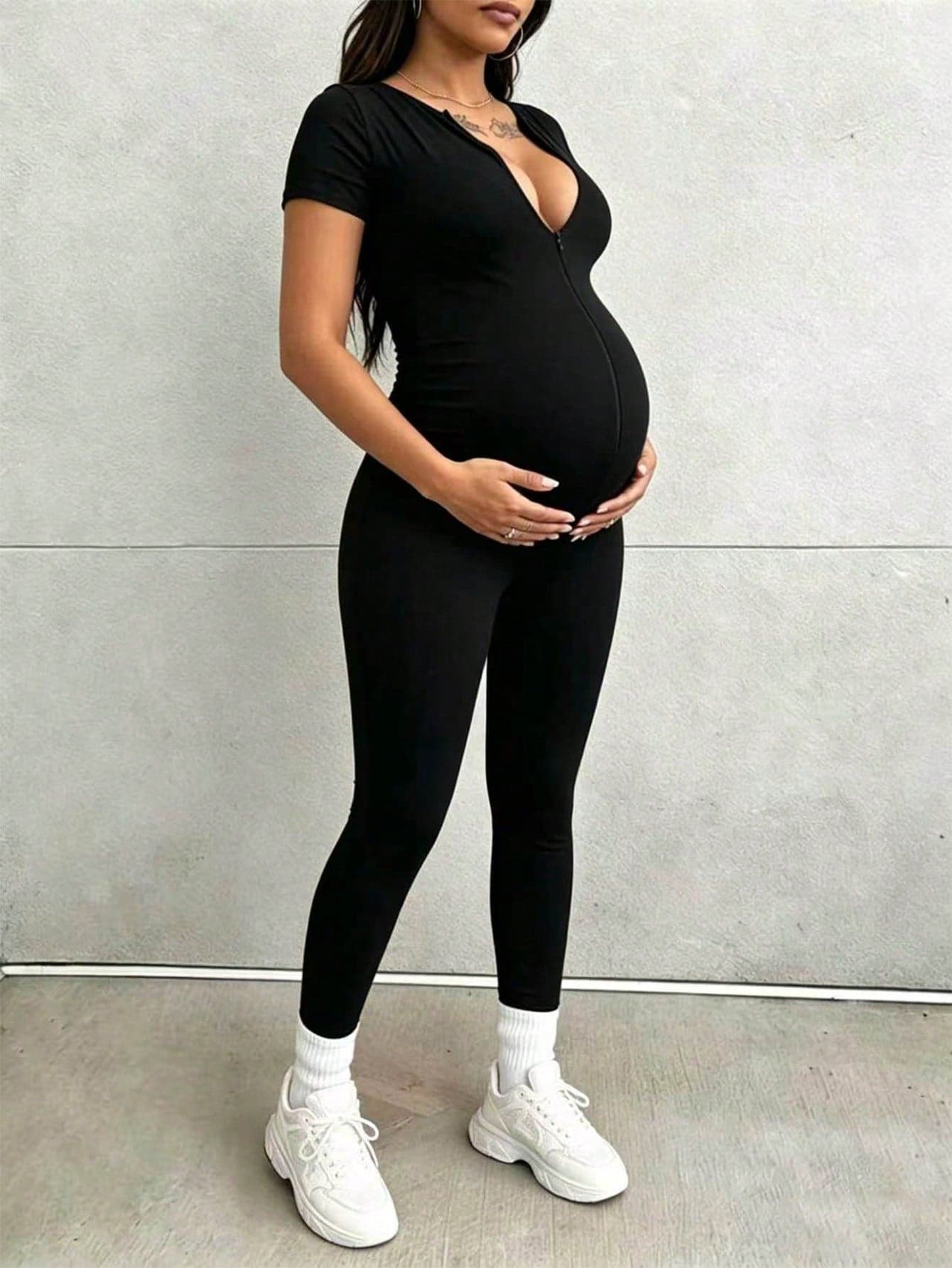 Parara Maternity Jumpsuit, Comfortable Short Sleeve Casual Jumpsuit, Suitable For All Seasons, Fashionable Athleisure, Suitable For Dates, Daily Wear, And Home Wear Black Summer