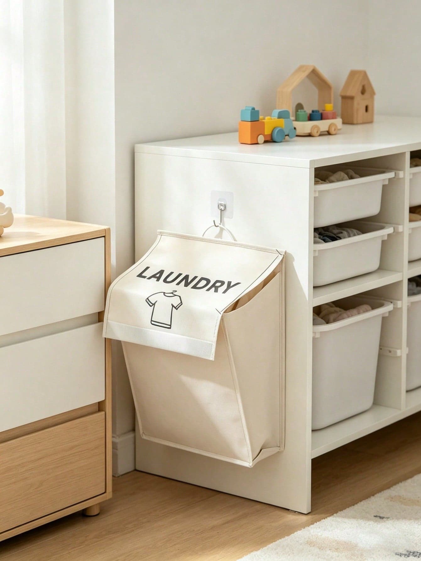 OBOVAY 1pc Foldable Children's Wall-Mounted Laundry Basket - Suitable For Children's Room Decor, Bedroom Decor, Bathroom Storage, Baby Boy Supplies, Baby Girl Supplies, Infant Storage, Newborn Essentials