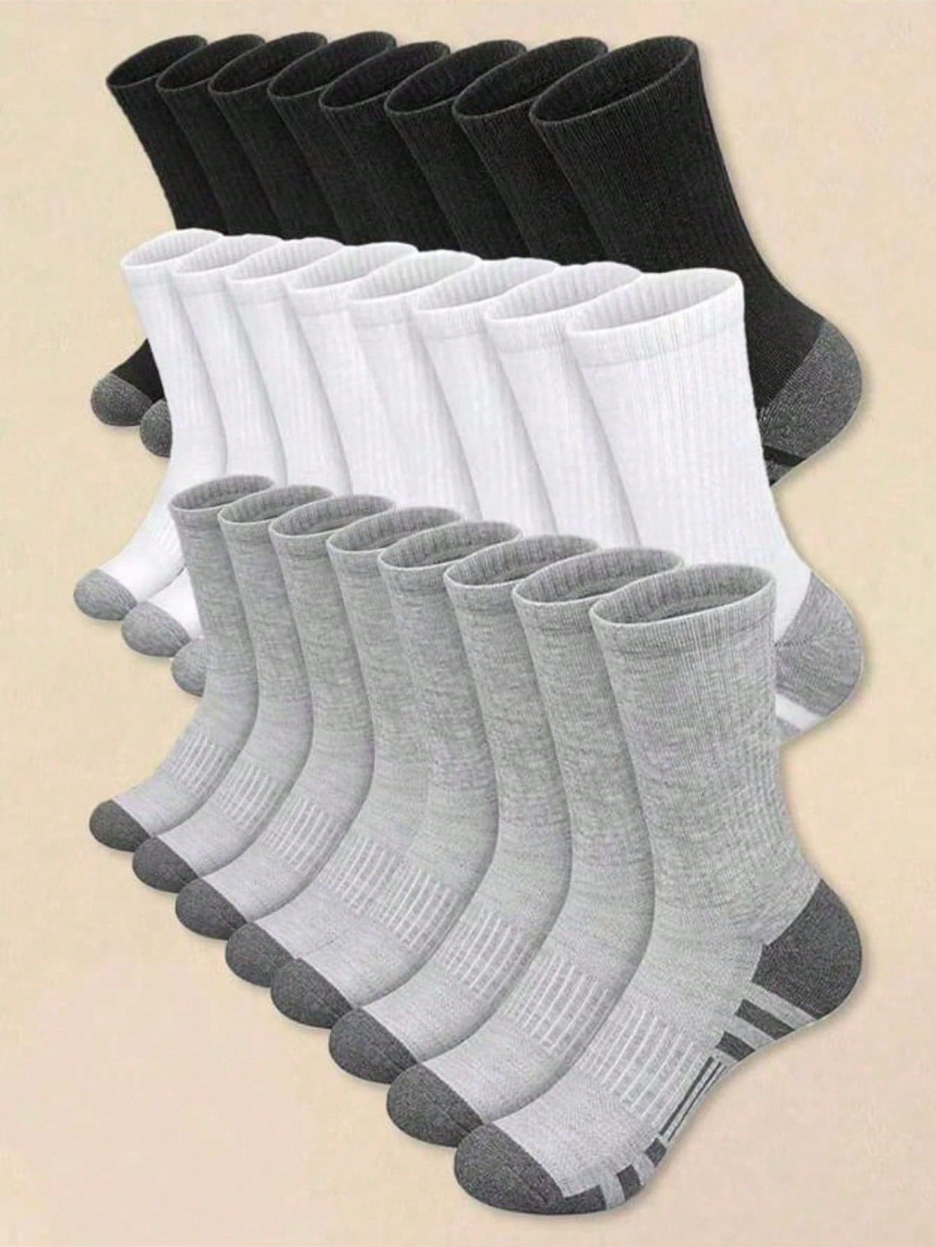 Men Women Couple Crew Neck Sports Socks, Antibacterial Sweat Wicking All Season Multi Pack