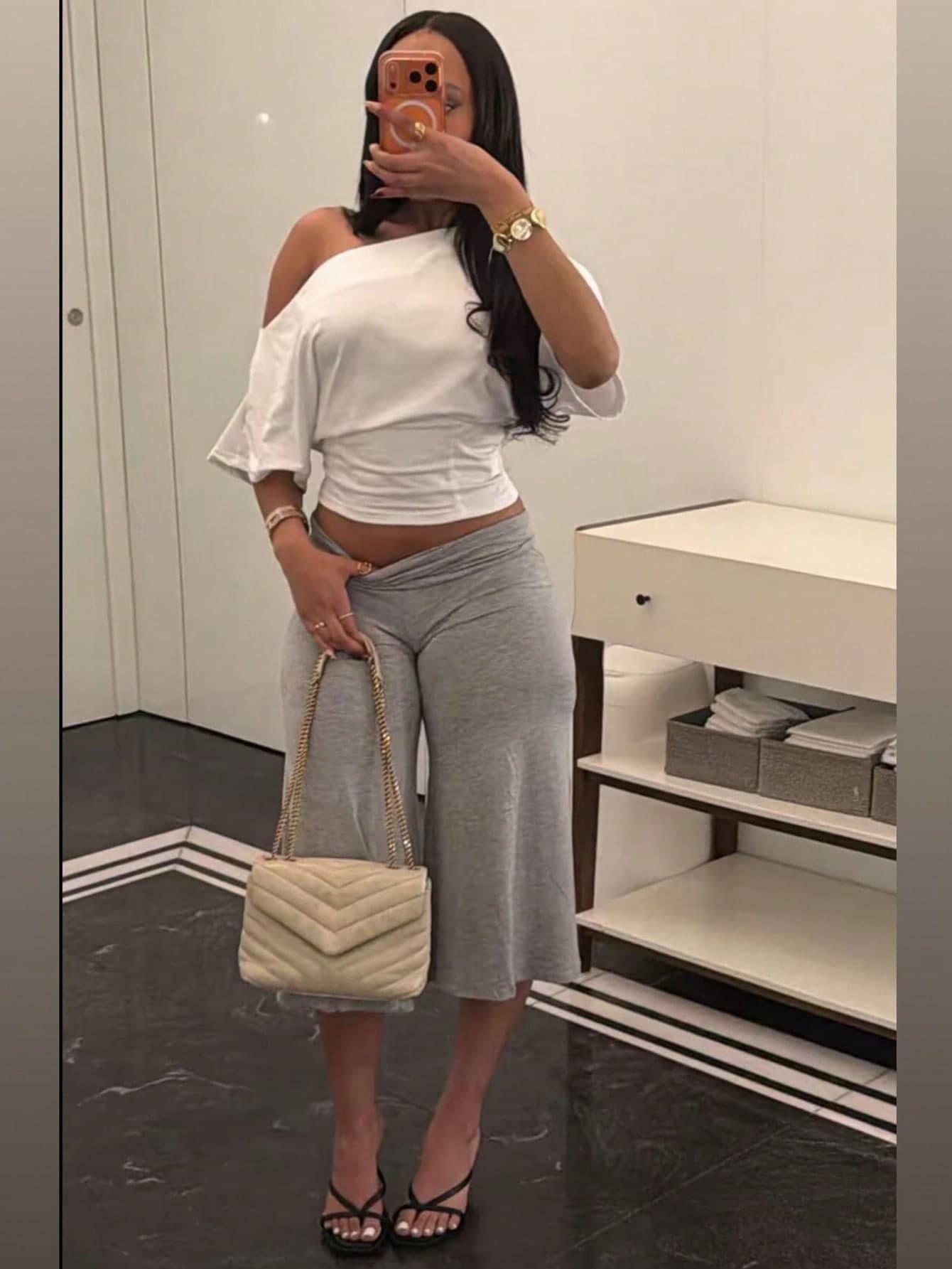 High Waist Wide Leg Cropped Pants, Women Low Rise Stretch Loose Wide Leg Sweatpants, Elegant Solid Slim Wide Leg Pants For Commute & Sports