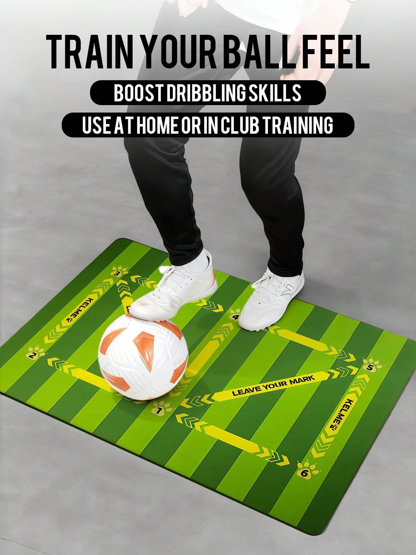 1pc 60*90cm/23*35.4in 1800GSM Diatomite Football Training Mat, Football Dribbling Practice Pad With 6 Dots 9 Lines Control Drill