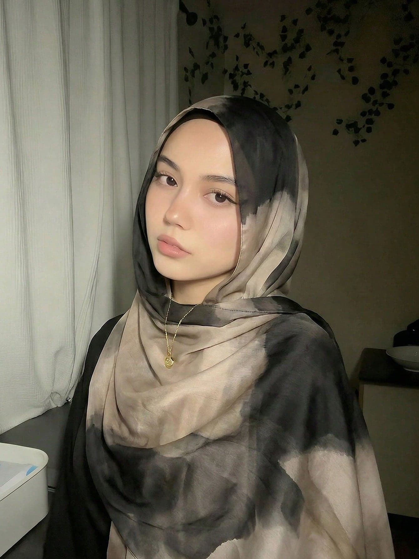 1pc Women's Bohemian Style Ink Painting Print Scarf, Spring/Summer Street Casual Hijab Shawl, For Daily Wear And Beach