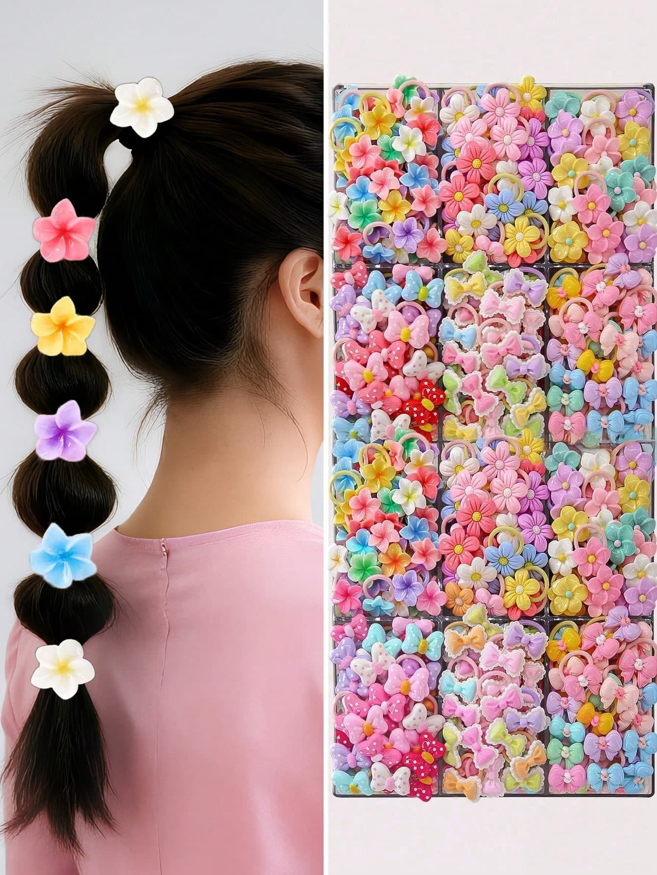 30pcs/Pack Colorful Flower, Cake, Fruit, Bow Elastic Hair Ties, Cute & Durable Hair Accessories, Suitable For Daily Use