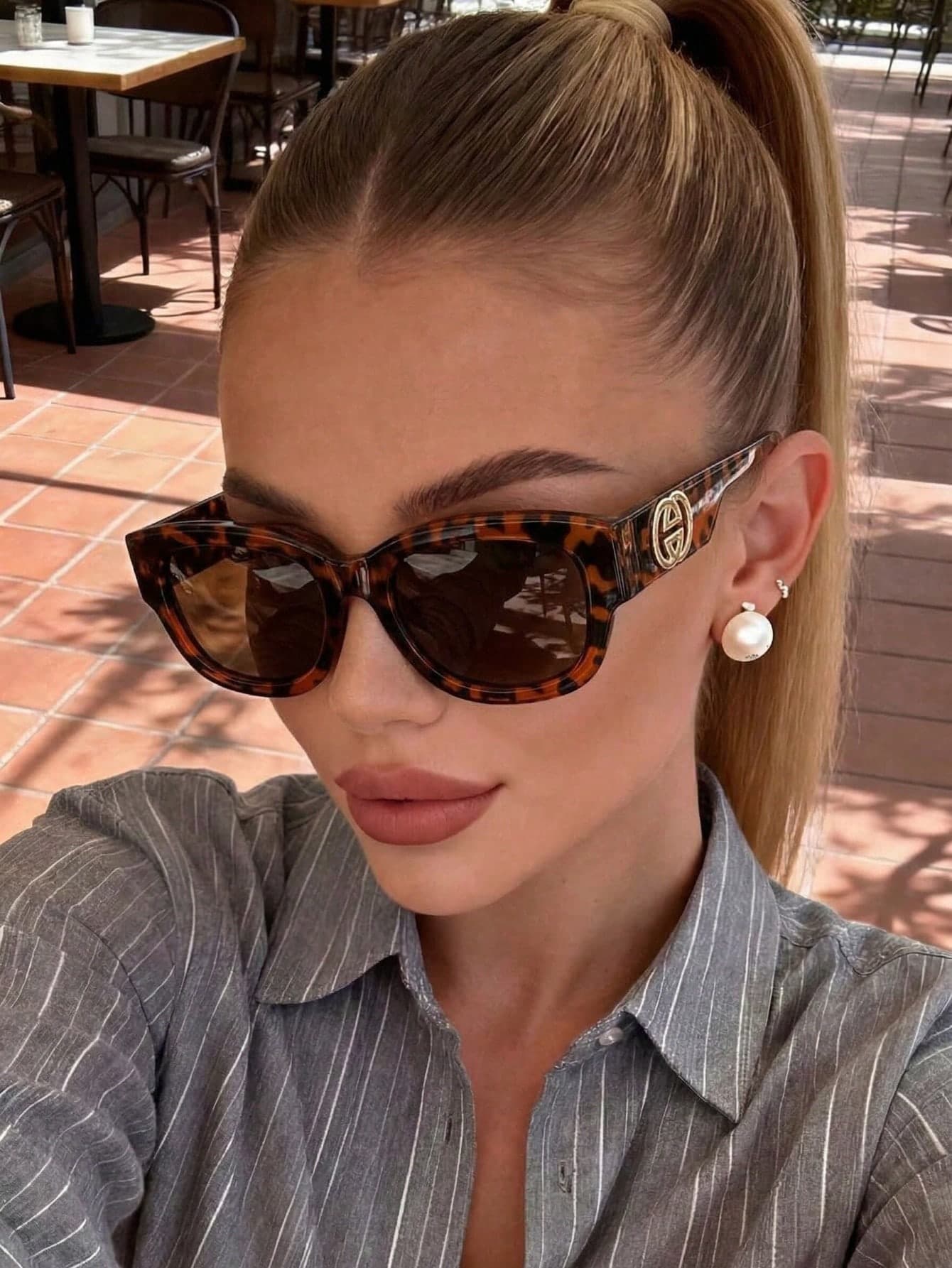 1pc Women's Plastic Classic Oval Cat Eye Glasses Retro Leopard Print, Bohemian Y2K Streetwear Decorated Temples Elegant Versatile Shades, Unisex, Suitable For Street Photography, Beach, Travel, Dating, Driving, Hiking, Outdoor Activities