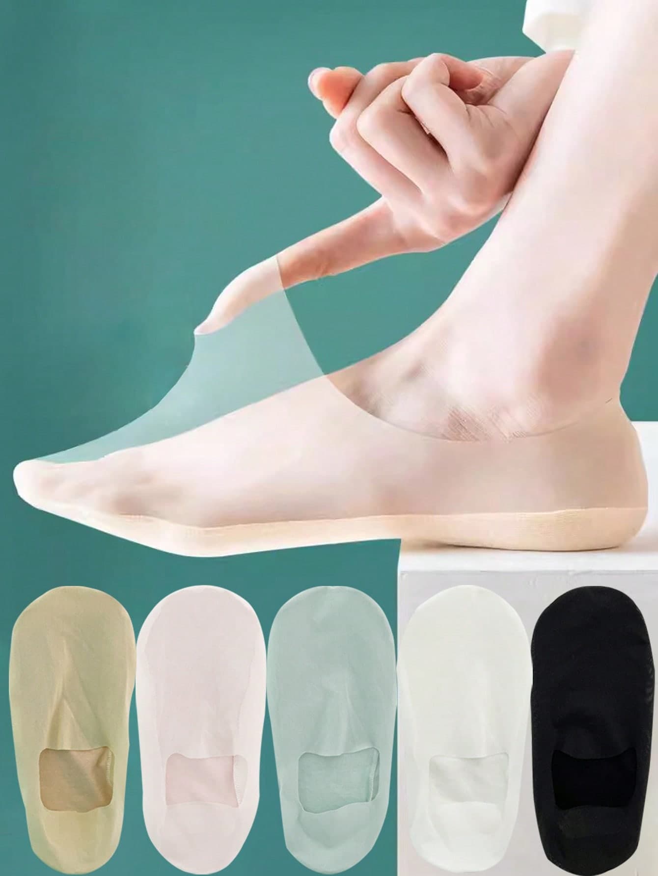 1/5 Pairs Summer Ultra-Thin Invisible Low-Cut Socks, Silicone Non-Slip Mesh Seamless Socks, Solid Color Icy Silk Ladies Socks, Christmas Gift