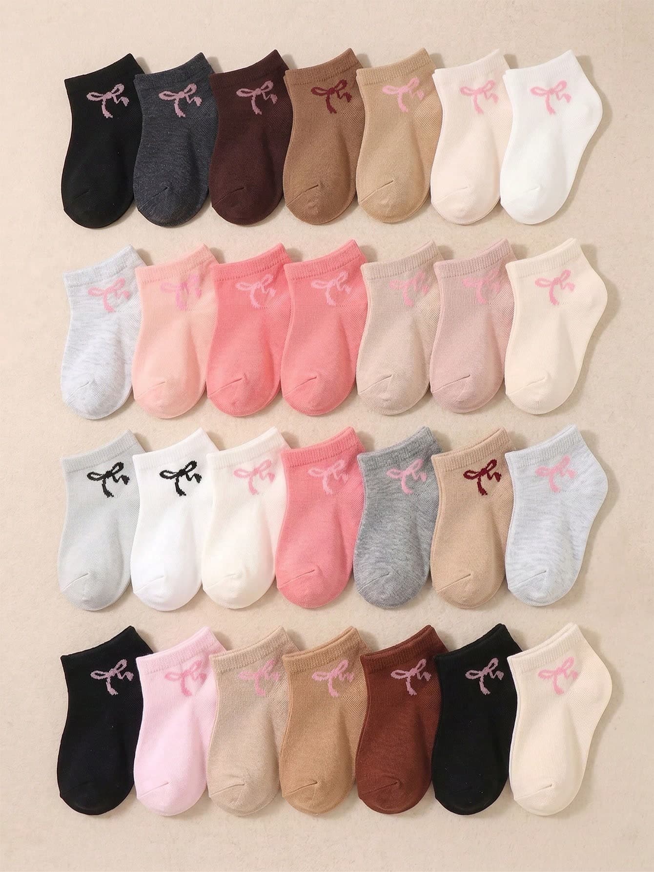 6/12/24 Pairs Soft Breathable Pink Bow Jacquard Baby Ankle Socks, Girls Fashion Sports Socks With Cute Bow Design, Comfortable Elastic Non-Binding Daily Socks, Suitable For 0-36 Months Wear In Spring/Summer, Daily Wear And Back To School, Baby Socks, Girls Socks, Ankle Socks, Bow Socks, Sports Socks, Back To School Gift, Newborn Gift, Gender Reveal Essential
