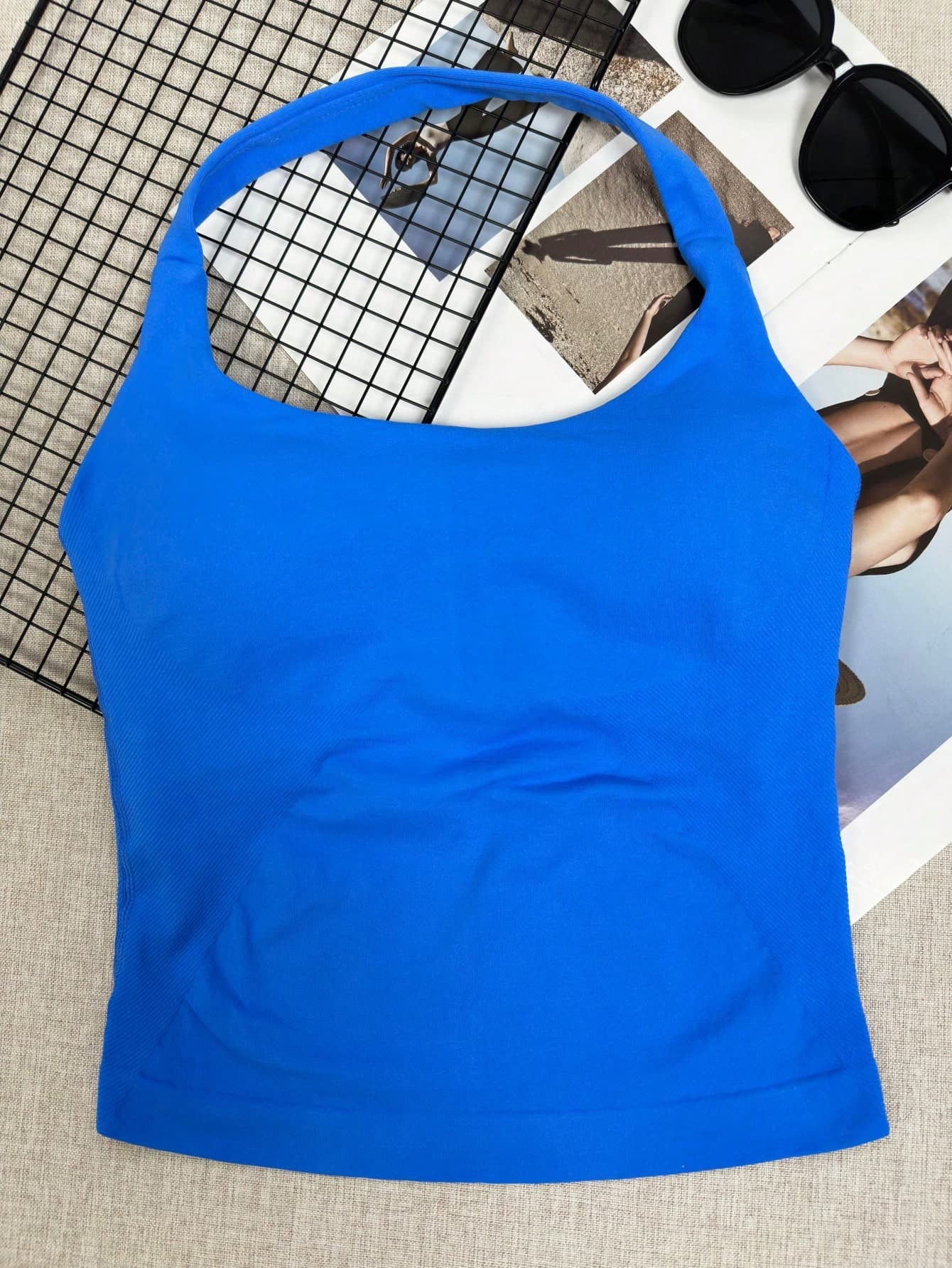 Seamless Long Camisole Women's Fitness Tank Top With Removable Bra, Yoga Sports Vest