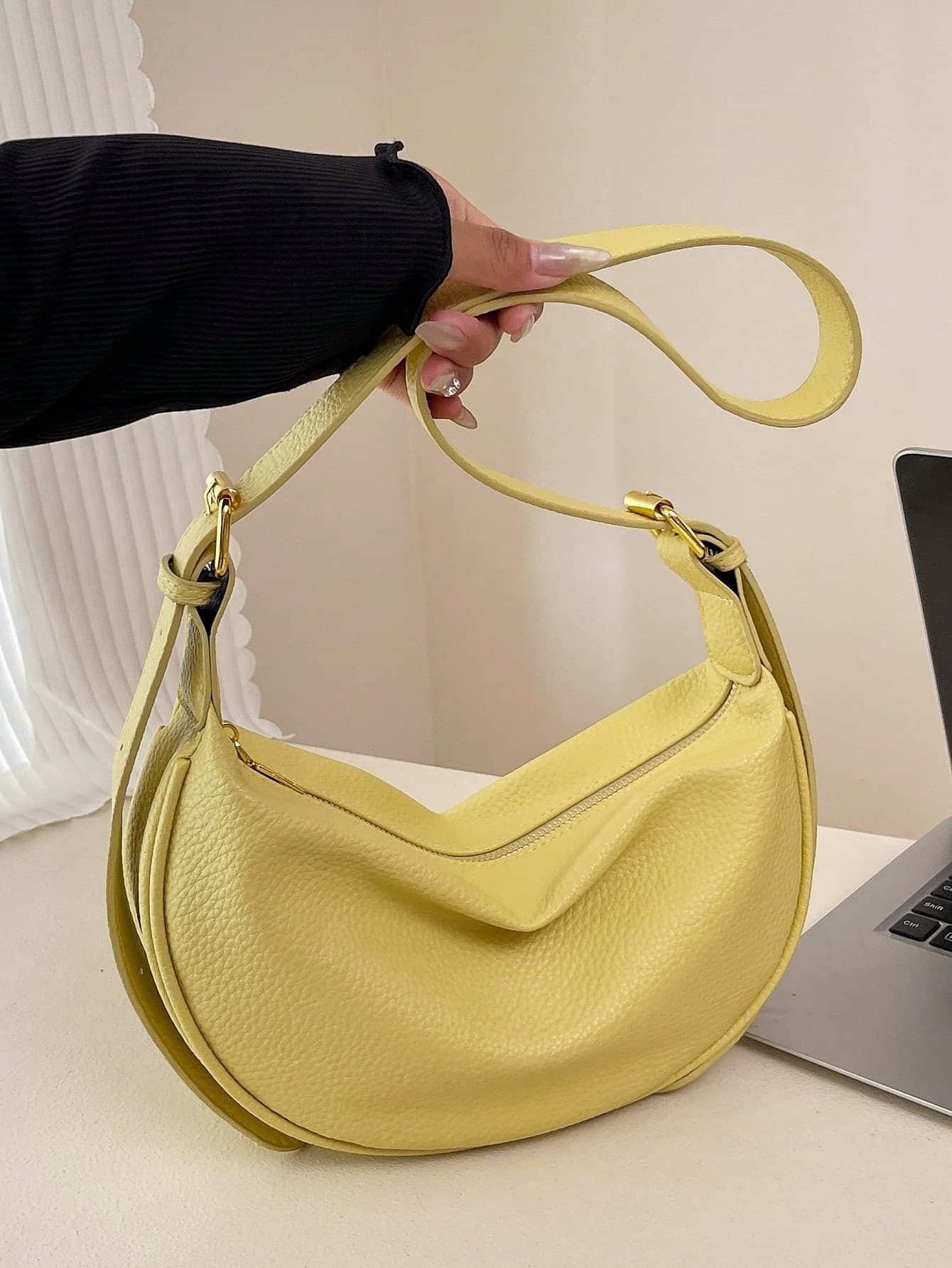 New Fashion Women's Shoulder Bag, Solid Color Minimalist PU Leather, Suitable For Dates, Shopping, Versatile And Exquisite