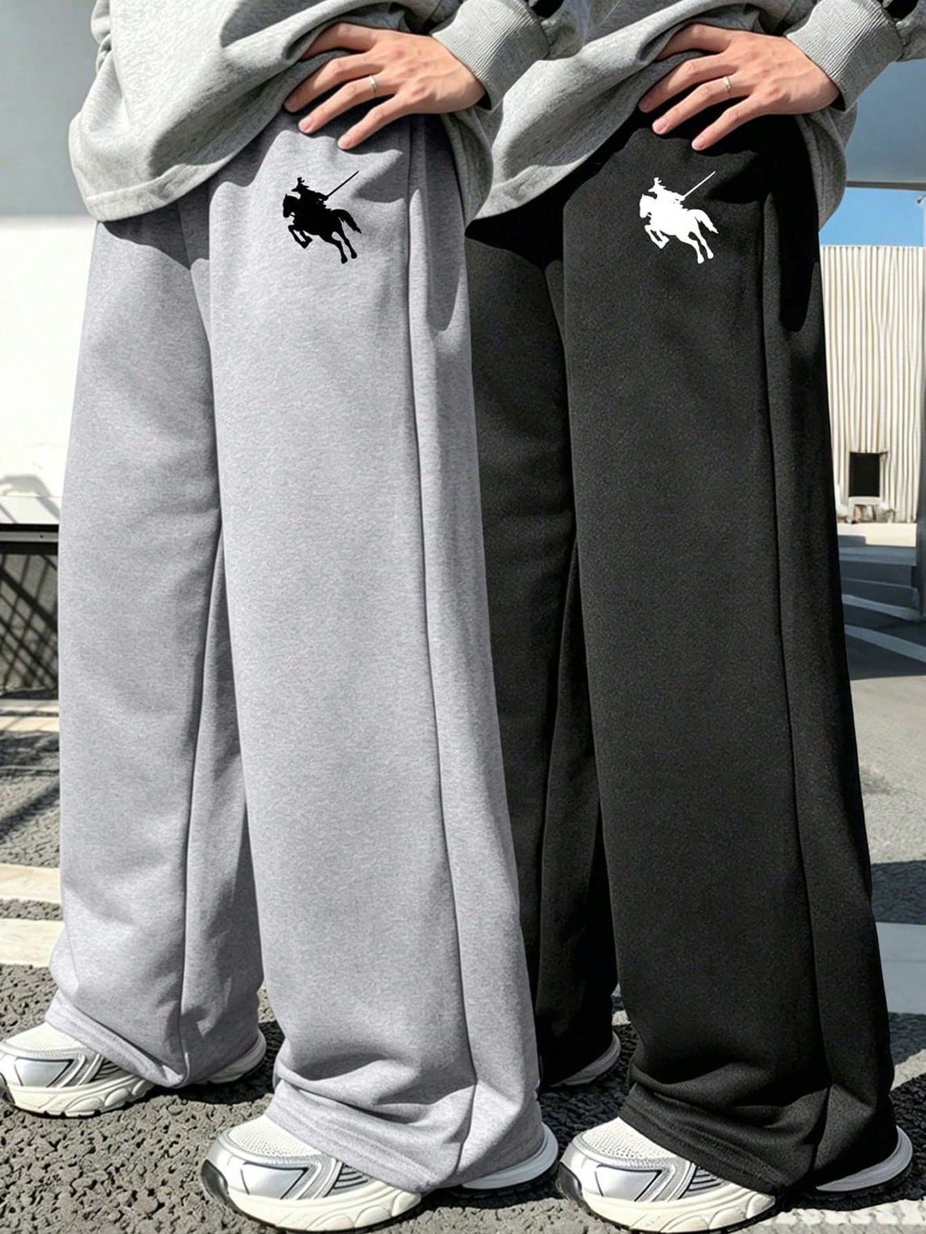 2pcs Boys' Knight Style Loose Comfortable Casual Pants, Elastic Waistband, Soft Fabric, Suitable For School And Daily Wear, All-Season Long Pants