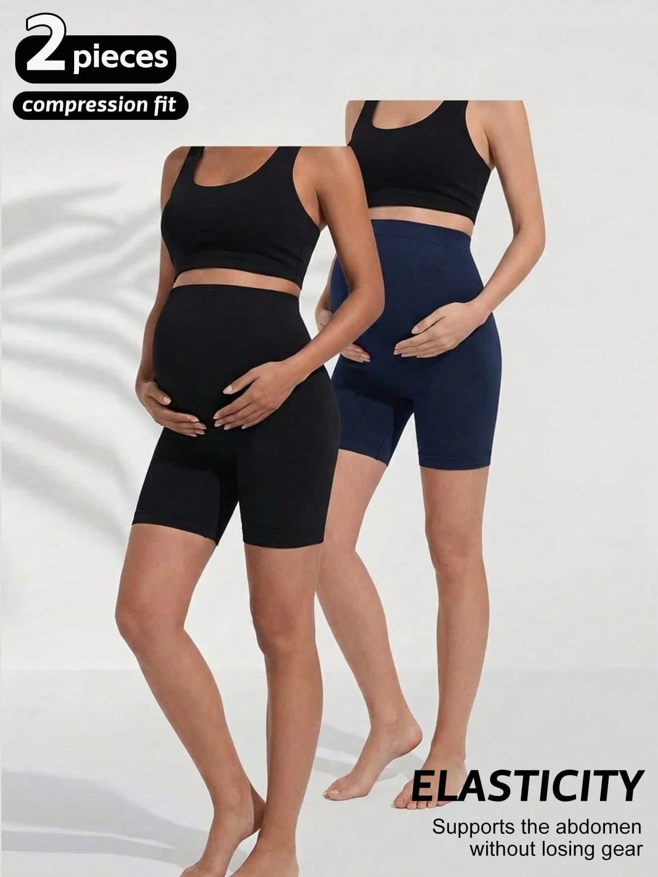 2pcs Maternity High Waist Seamless Shaping Shorts Summer