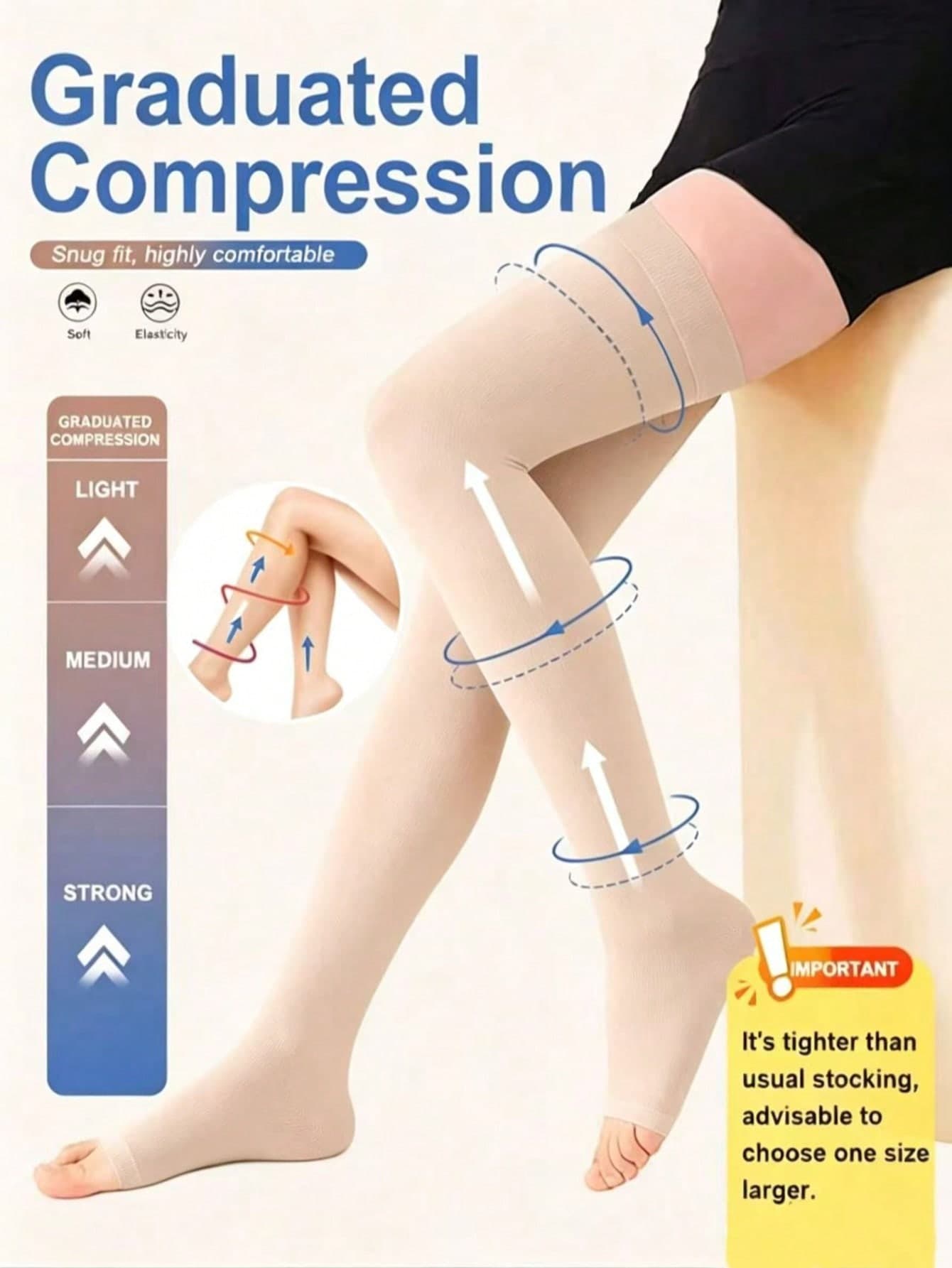 Unisex Compression Socks, Knee-High Toeless, Graduated Support, Silicone Non-Slip, Suitable For Running, Sports, Yoga, Travel, Comfortable & Warm