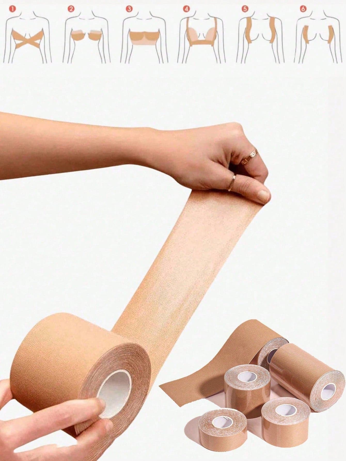 Summer Elastic Breast Lift Tape,5Width Options2.5-10cm, Shrink & Lift Large Bust Anti-Sagging Invisible Strapless Body Tape For Women Vacation Outfits