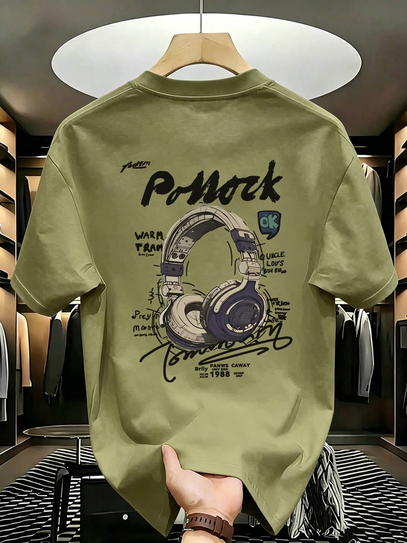1pc Tween Boys' Casual Music Headphone Print Short Sleeve T-Shirt, Summer Top For Young Students