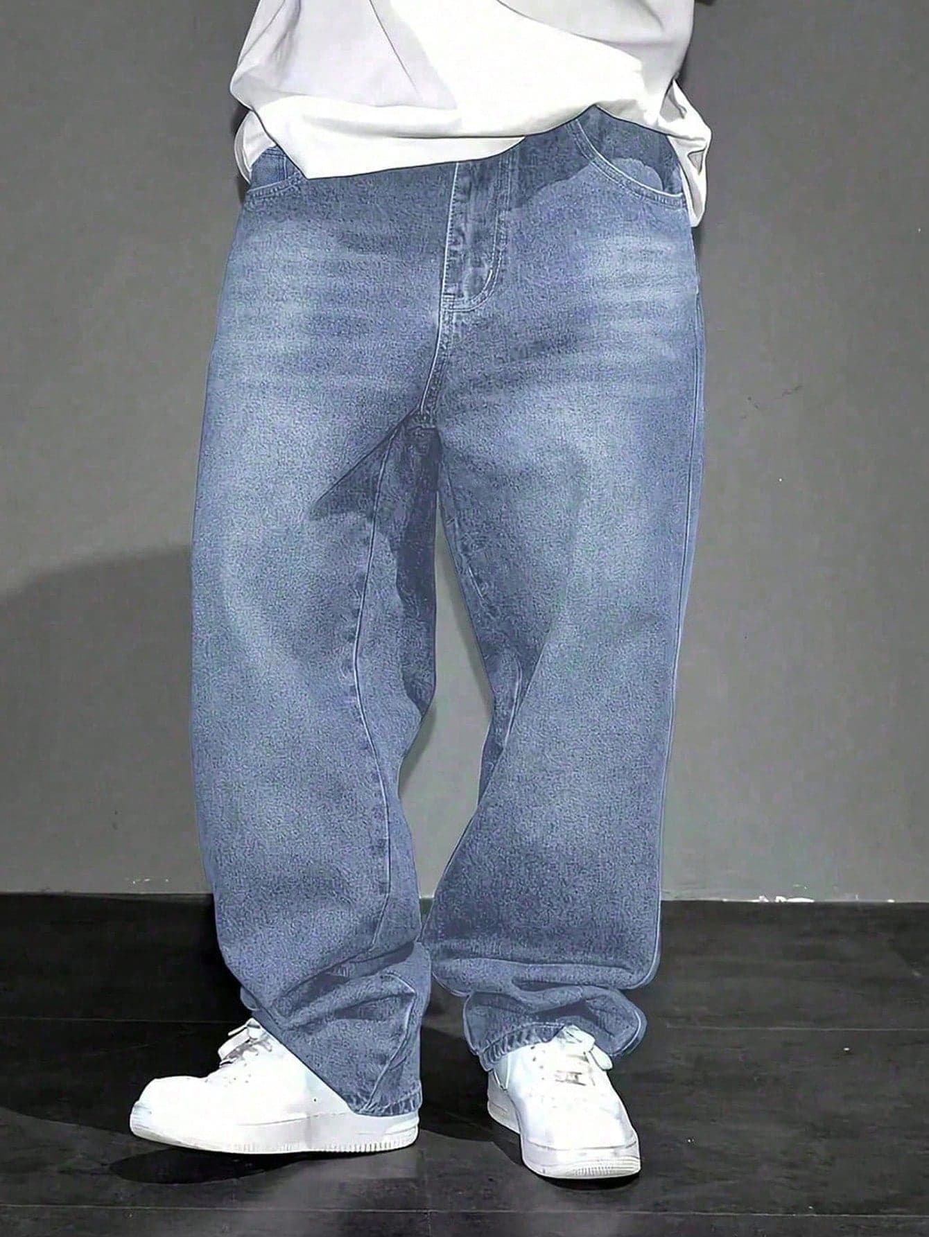 Y2K Casual Straight Leg Jeans, Suitable For Teenage Boys, Washed Denim, Loose Fit Streetwear, Outdoor, Retro Classic Relaxed Jeans