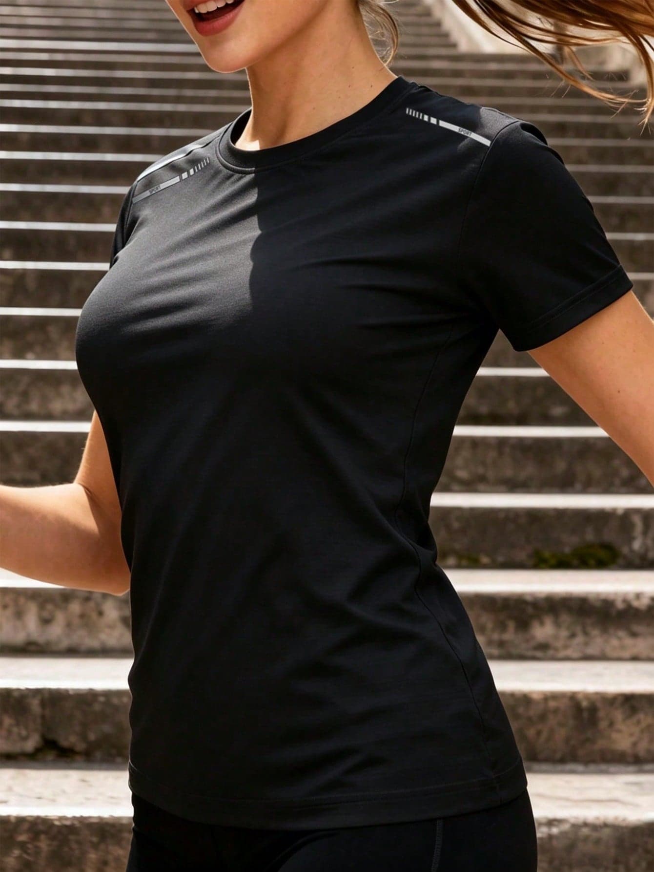 Women's Summer Quick-Dry Short Sleeve Sports T-Shirt, Breathable & Moisture-Wicking, Round Neck Slim Fit Yoga Running Fitness Top