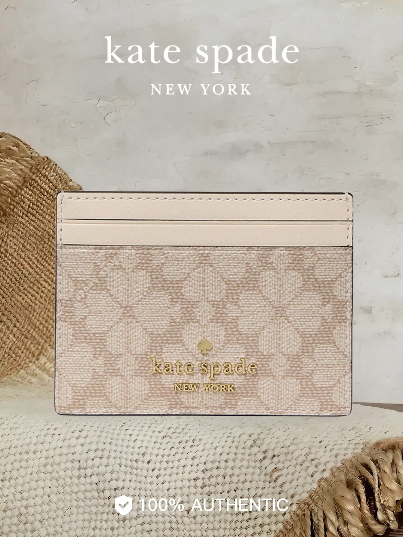Kate Spade KS Signature Wallet & Card Holder, Ultra-Thin Front Pocket Wallet, RFID Blocking, Super Slim ID Card Case