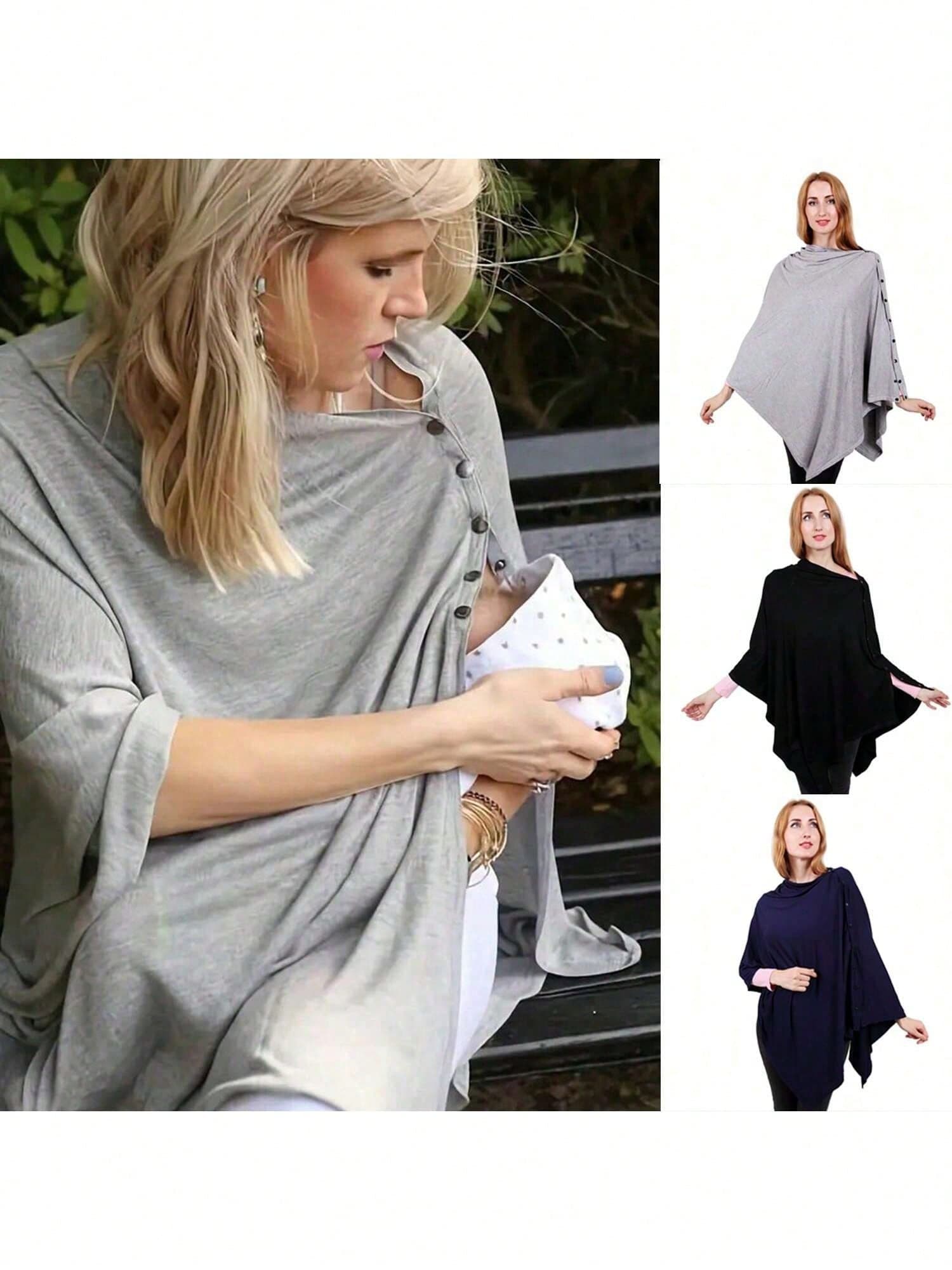 Nursing Cover - Multifunctional - Nursing Blanket - Cloak Style With Buttons - Elastic Stroller Sunshade - Nursing Privacy Scarf