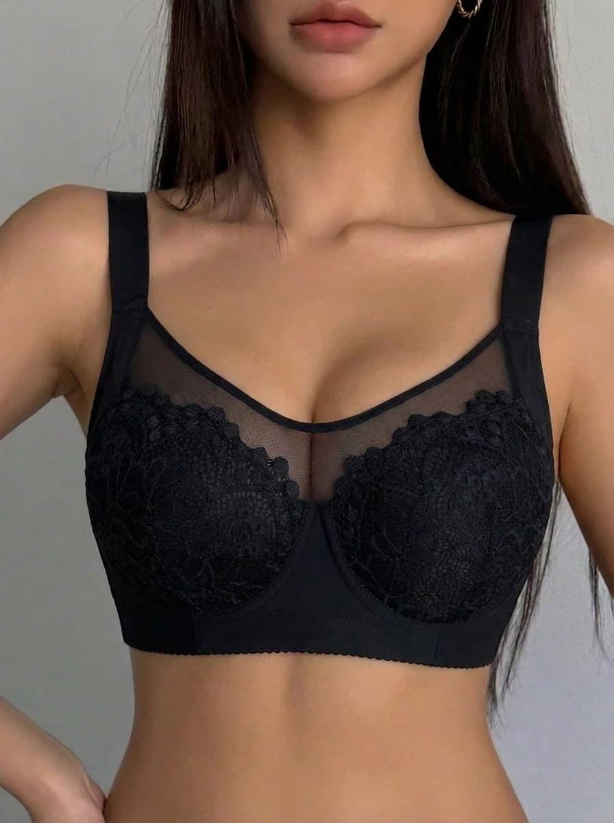 DAZY Lace Underwire Bra - Sexy Mesh Accents, Comfortable Wide Straps, Supportive Underwire And Elegant Lace, Suitable For All-Day Wear, Exuding Charming Femininity.