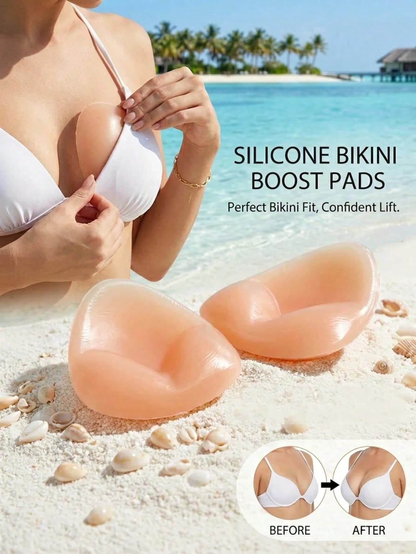 Silicone Bikini Pads - Instant Lift & Volume For Swimwear, Reusable & Waterproof