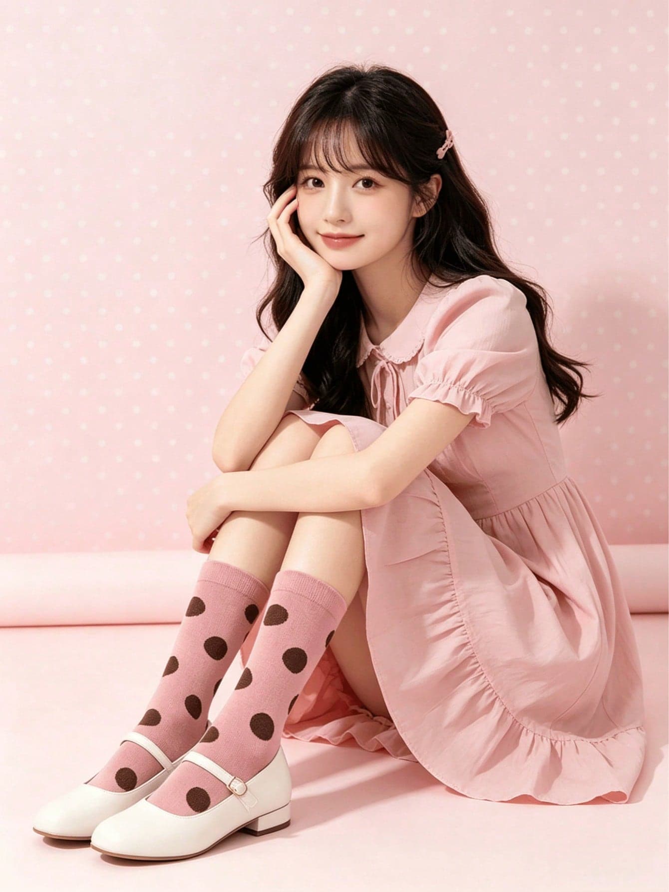 5 Pairs/10 Pairs Women's Polka Dot Socks, Soft Cotton Dotted Socks, Retro Style For Daily Wear And Aesthetic Matching