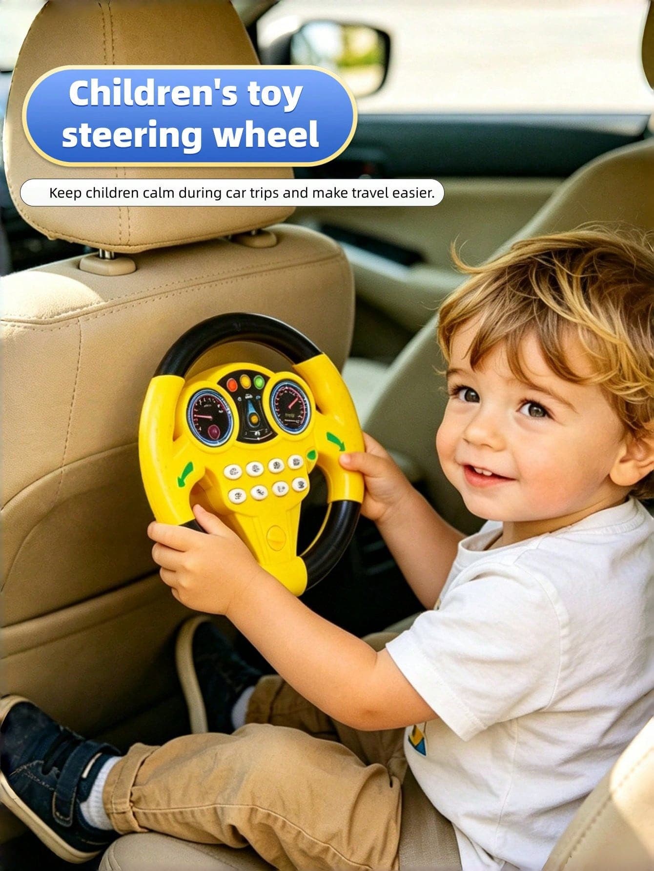 360 Degree Rotating Multifunctional Suction Cup Steering Wheel Toy, Simulates Driving Fun, With Realistic Car Sounds, Satisfies Children's Curiosity, Suitable For Sensory Toys For Boys And Girls