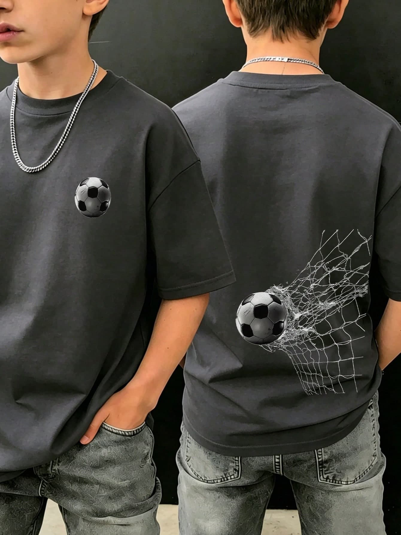 [World Cup] Tween Boy Football Print Short Sleeve T-Shirt, Student Youth Casual Wear, Summer Top For Boys Preparing To Play