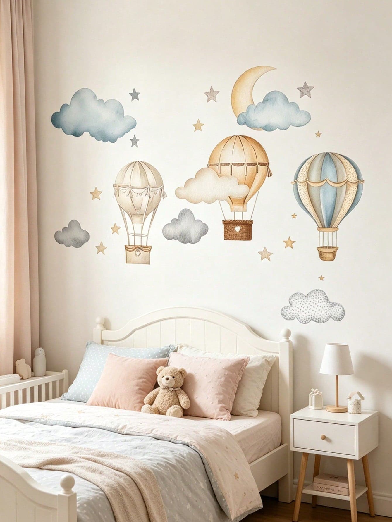 1PC Festive Balloontheme Wall Decal - Hot Air Balloon Wall Sticker Removable Wall Sticker For Baby Room,Baby Essentials,New Born Baby Boy,Baby Shower
