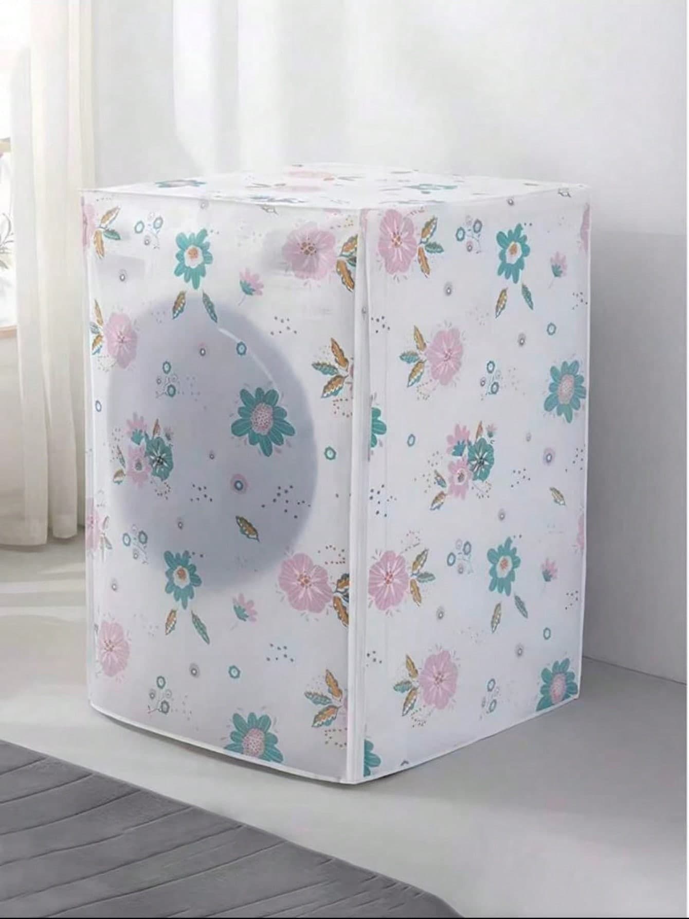1pc Floral Pattern Washing Machine Cover - Universal Top Load Washer Dust Cover, Easy Clean Fabric, Decorative Floral Appliance Cover Suitable For Laundry Room, Home Decor, Pet Hair And Dust Protection (Fits Most Brands)