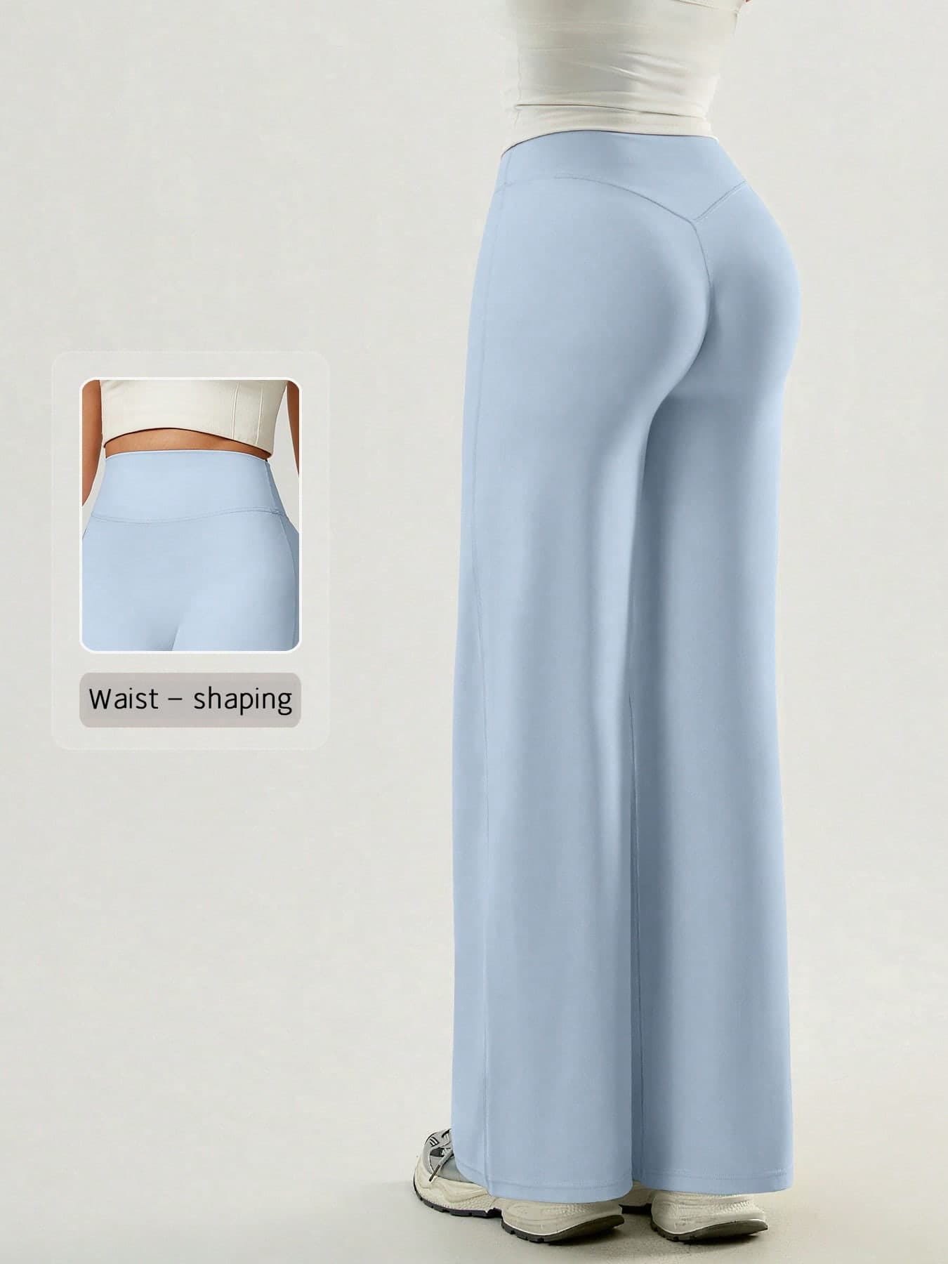 NcmRyu 1pc Women Solid Color Loose Fit High Waist Wide Leg Sports Pants