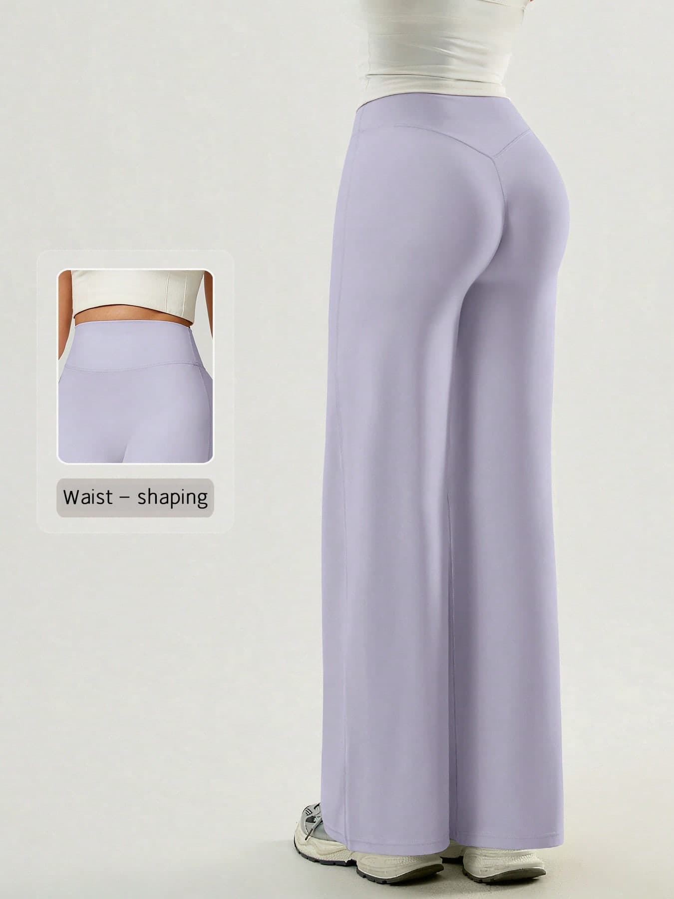 NcmRyu 1pc Women Solid Color Loose Fit High Waist Wide Leg Sports Pants