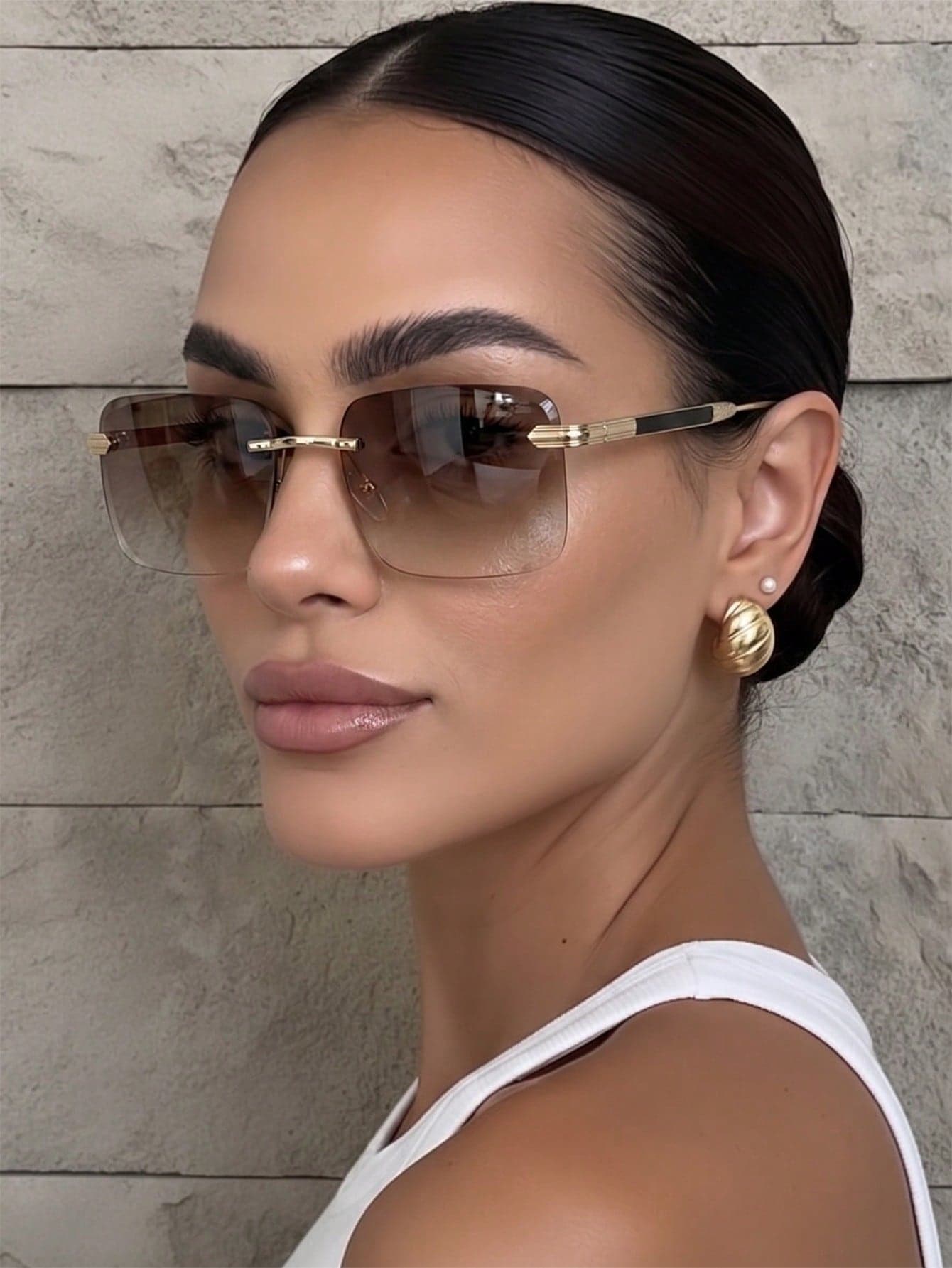 1 Pair Women's Frameless Metal Leg Fashion Street Style Decorative Fashion Glasses