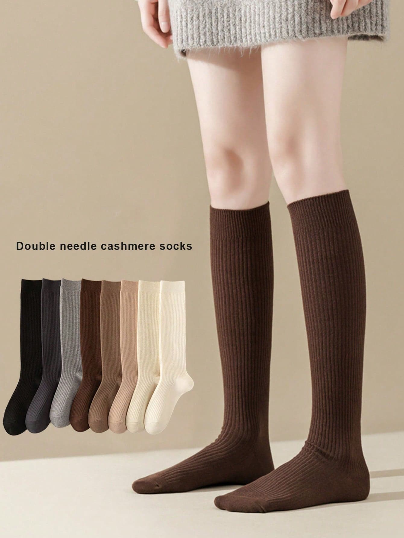 1 Pair/5 Pairs Women's Thick Cashmere Blend Knee,High Socks, Warm For Autumn/Winter, Cozy Socks
