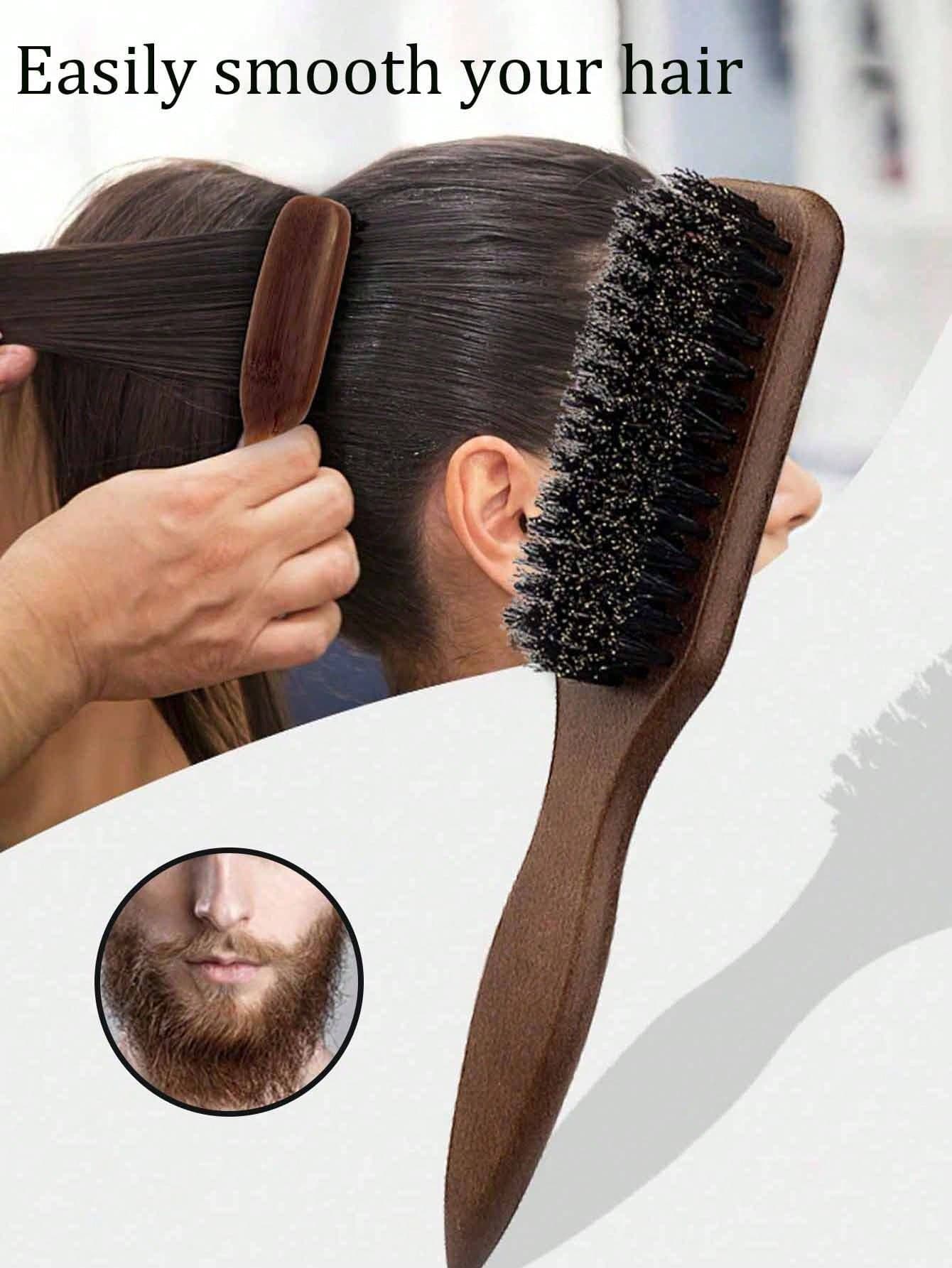 1pc Unisex Smooth Comb, Beard Brush, Frizz Control Comb, Fluffy Wooden Handle Comb, Detangling Comb, Hairline Control, Sleek Ponytail Comb - With Wide Tapered Tail Comb And Detangling Brush, Convenient For Parting, Styling, Polishing And Smoothing Hair, Creating Frizz-Free Hairstyles, Suitable For Men And Women, Recommended As A Christmas Gift