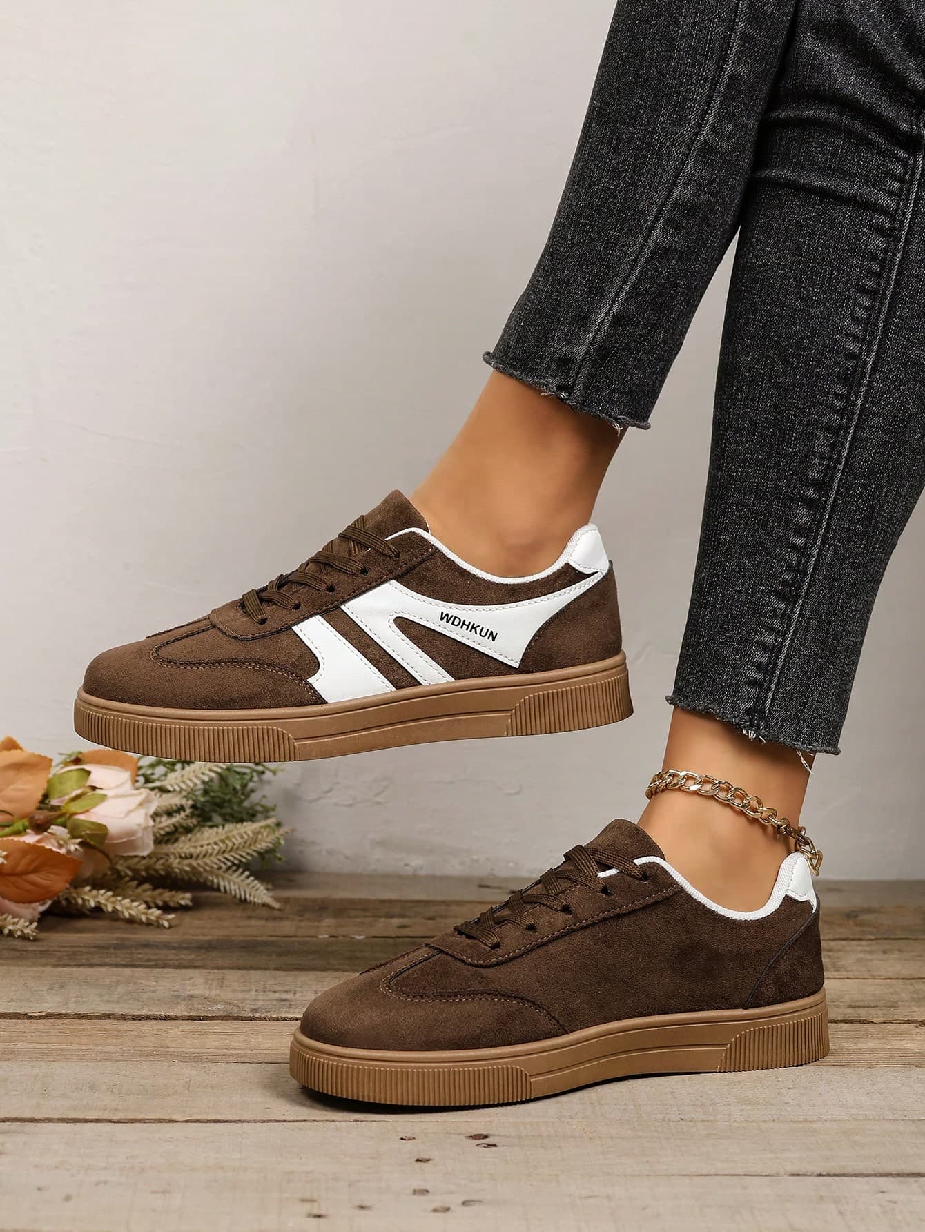 New Spring/Summer Brown Retro Oxfords For Women, Low-Top Lace-Up Casual Shoes, Versatile Sporty Sneakers