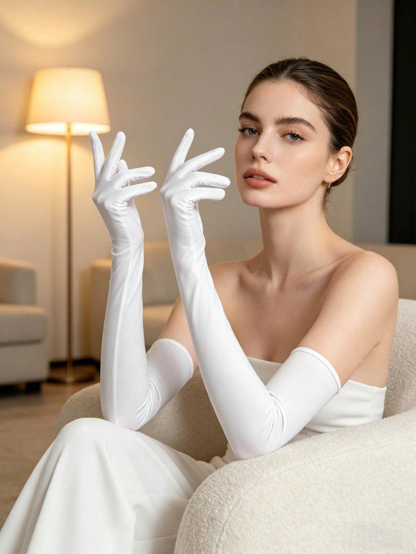 1/2 Pair Black & White Formal Gloves, 1920s Ball Party Gloves, Wedding Dress Gloves, Soft White Lace UV Protection Arm Sleeves, Breathable Ice Silk Sun Protection Arm Warmers,Festival,Camping