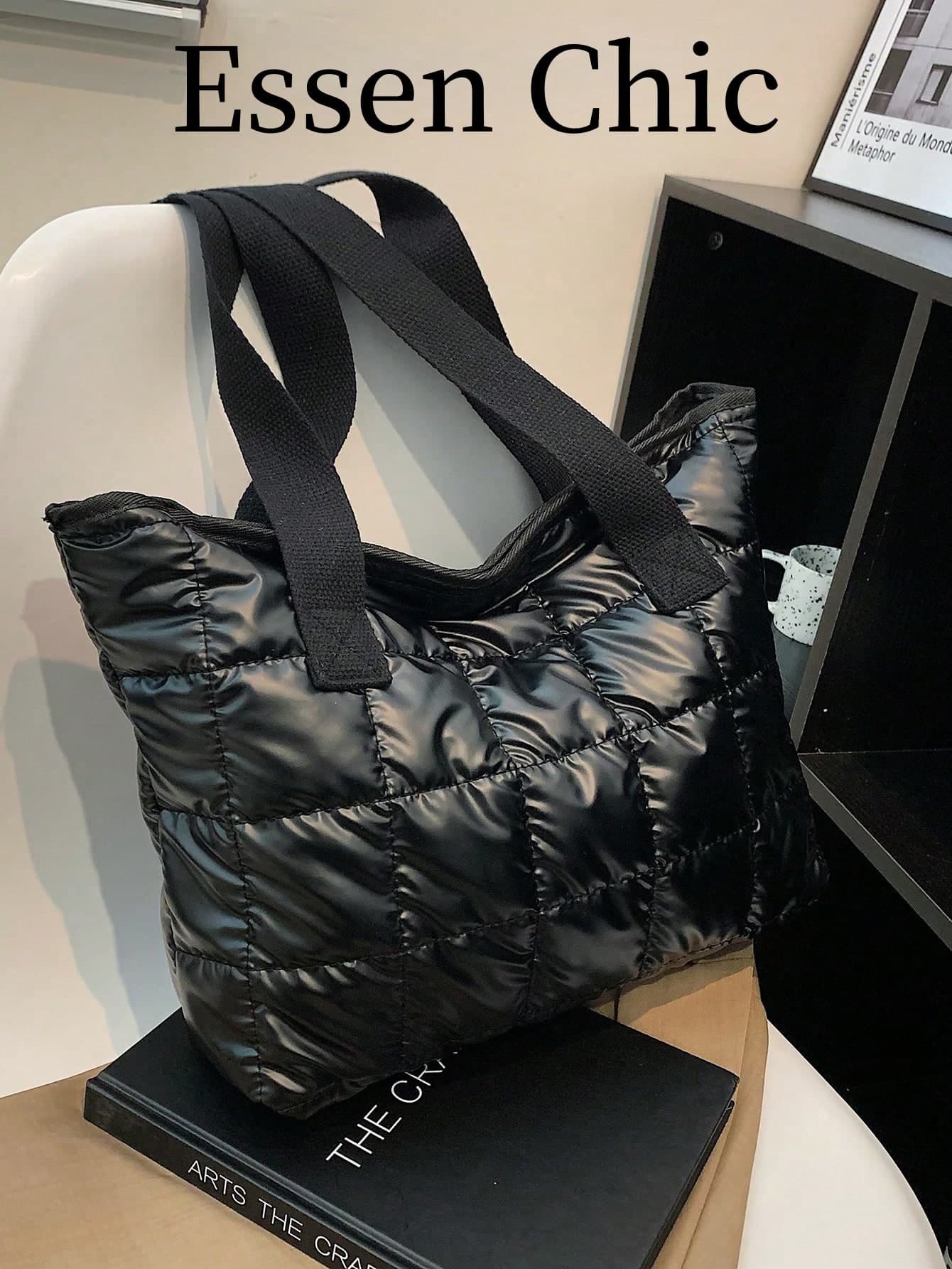 Lightweight,Business Casual Quilted Detail Shoulder Tote Bag For Teen Girls Women College Students,Rookies & White-Collar Workers Perfect For Office,College,Work,Business,Commute,Outdoors,Travel,Outings,School Bag,Large Capacity,Portable,For Teen Girls Women College Students,Perfect For Office,College,Elementary School,Middle School,High School,Work,Business,Commute, Fashionable Tote Bag With Zipper, School Supplies, School Handbag, School Tote Bag, School Bookbag, Back To School Bags, Waterproof, Suitable For Teen Girls Women College Students, Perfect For Back To School, First Day Of School, Tote Bags For Women, College Essentials , Office , Beach