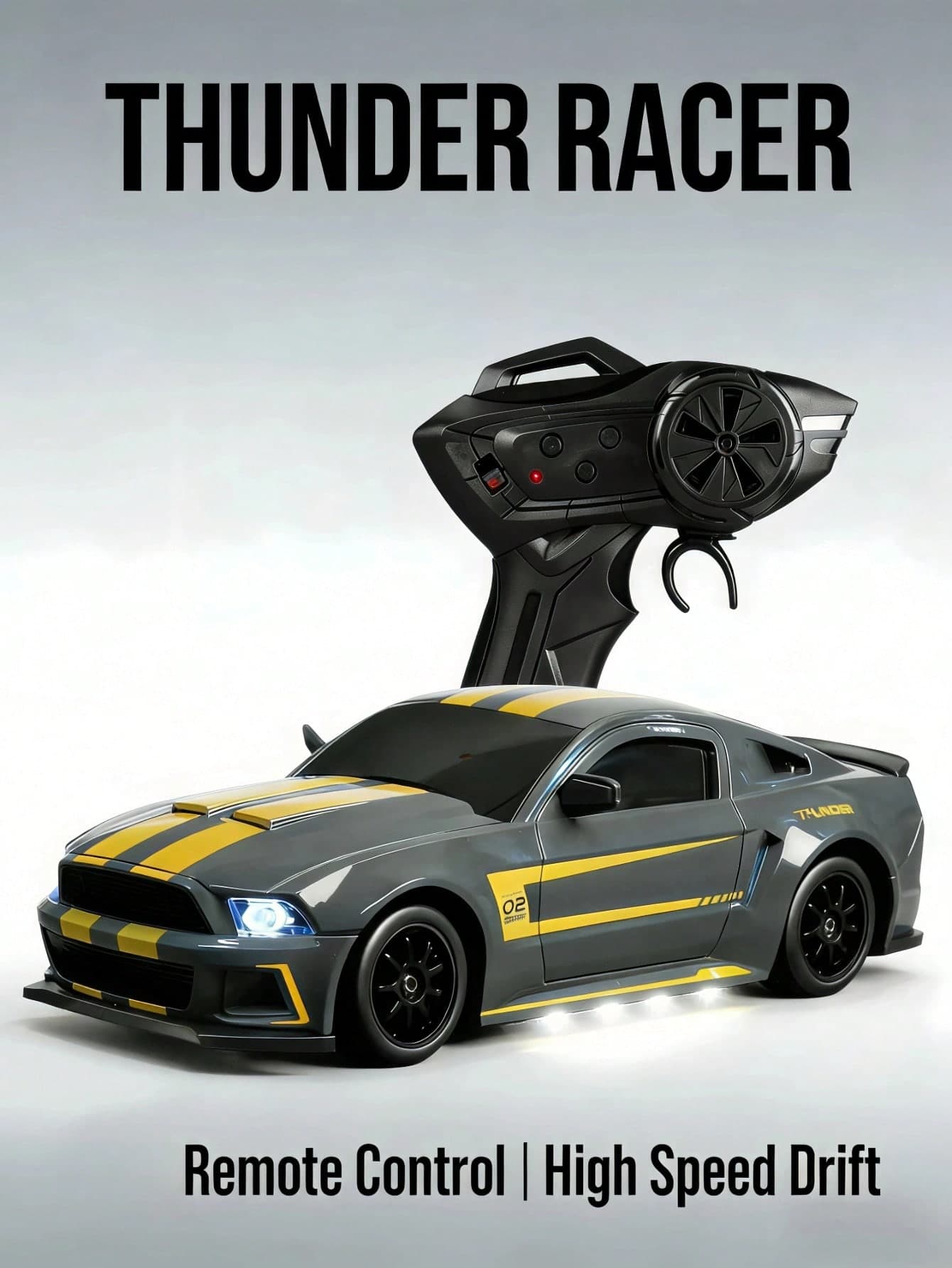 1:24 Remote Control Drift Car With Cool Lights And Tires, Includes Obstacle Tools, Perfect Birthday Gift For Boys, Babies, Children, Toy Car With Light Effects, Suitable For Outdoor Play, Birthday Gift For Boys And Girls