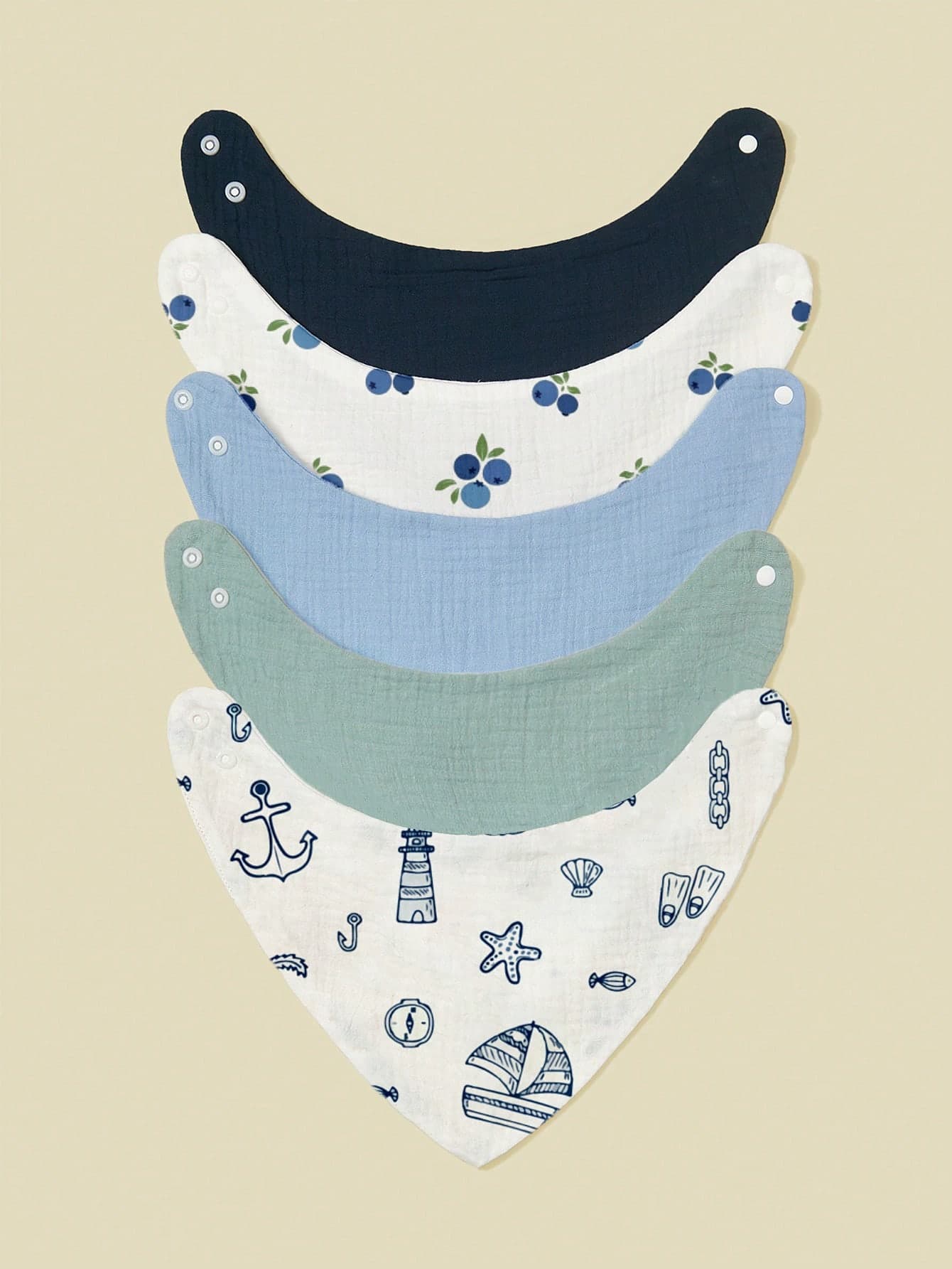 5pcs Baby Bibs, Soft Cotton Gauze Triangle Drool Bibs, Floral & Animal Patterns For Boys And Girls