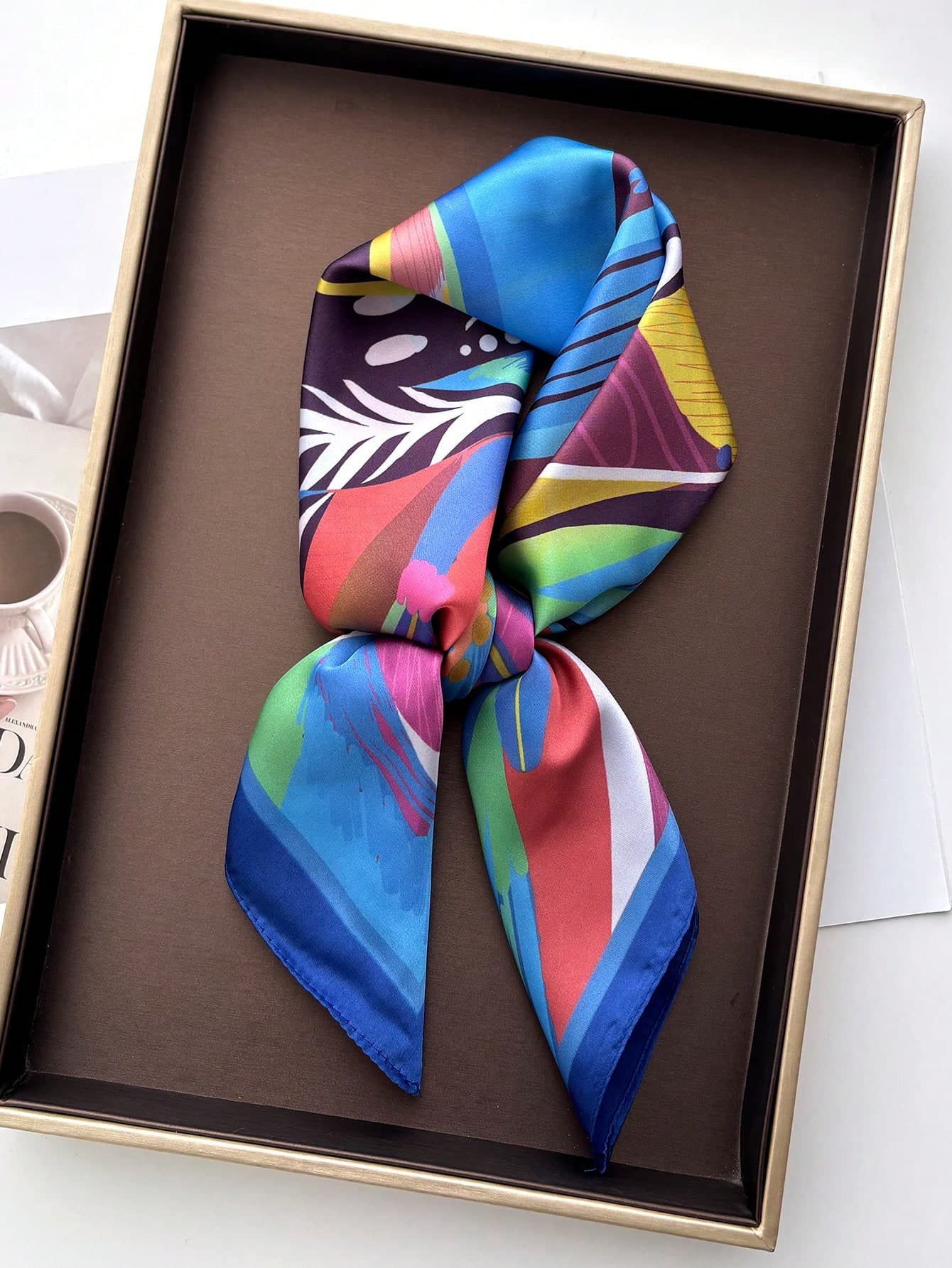 1pc Women Small Satin Square Print Wrap Handkerchief Bandana Neck Hair Skinny Tie Scarves Shawls