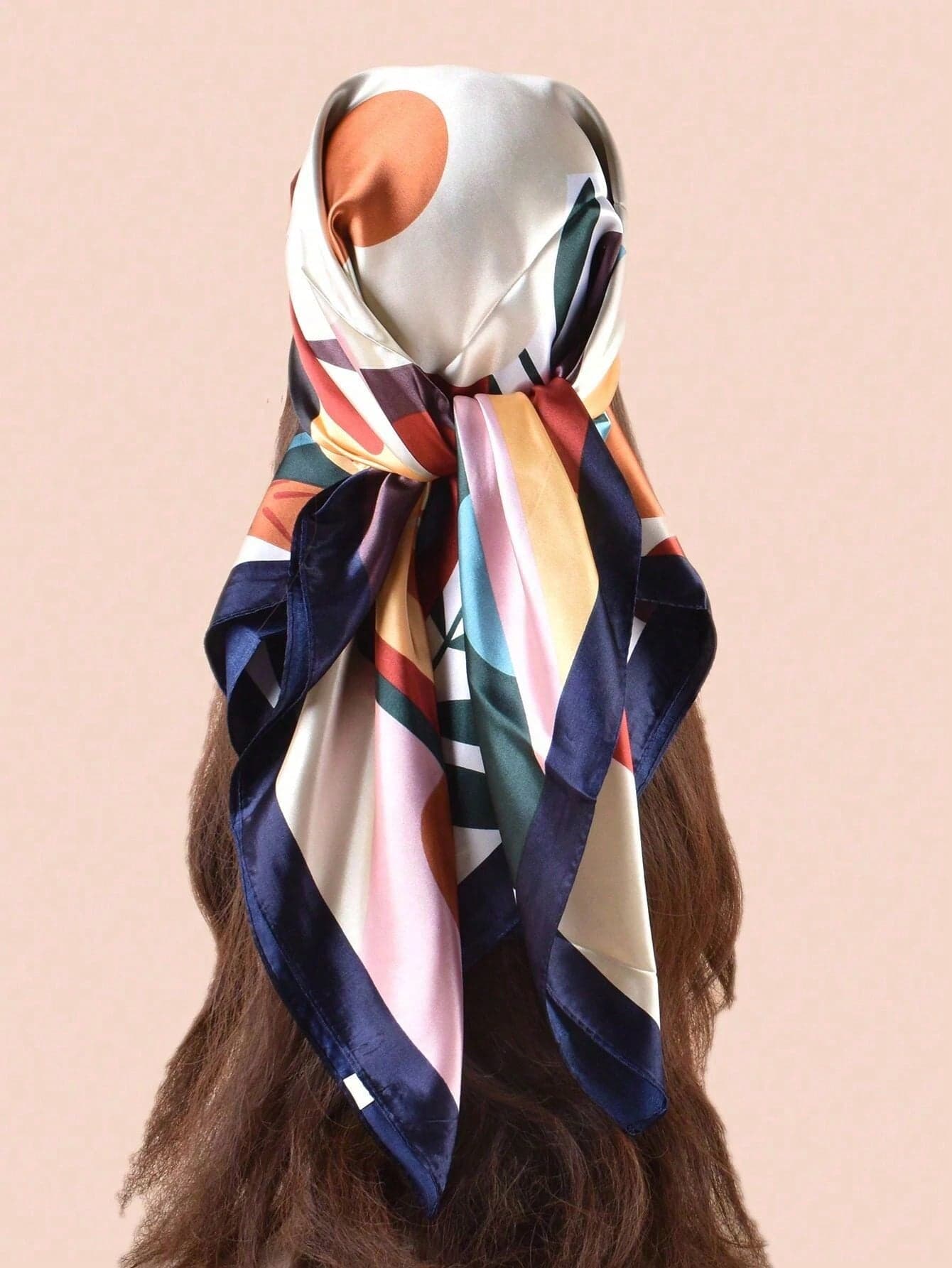 1pc 90cm Fashionable Floral Print Women's Square Scarf, Casual Sun Protection Headscarf Shawl