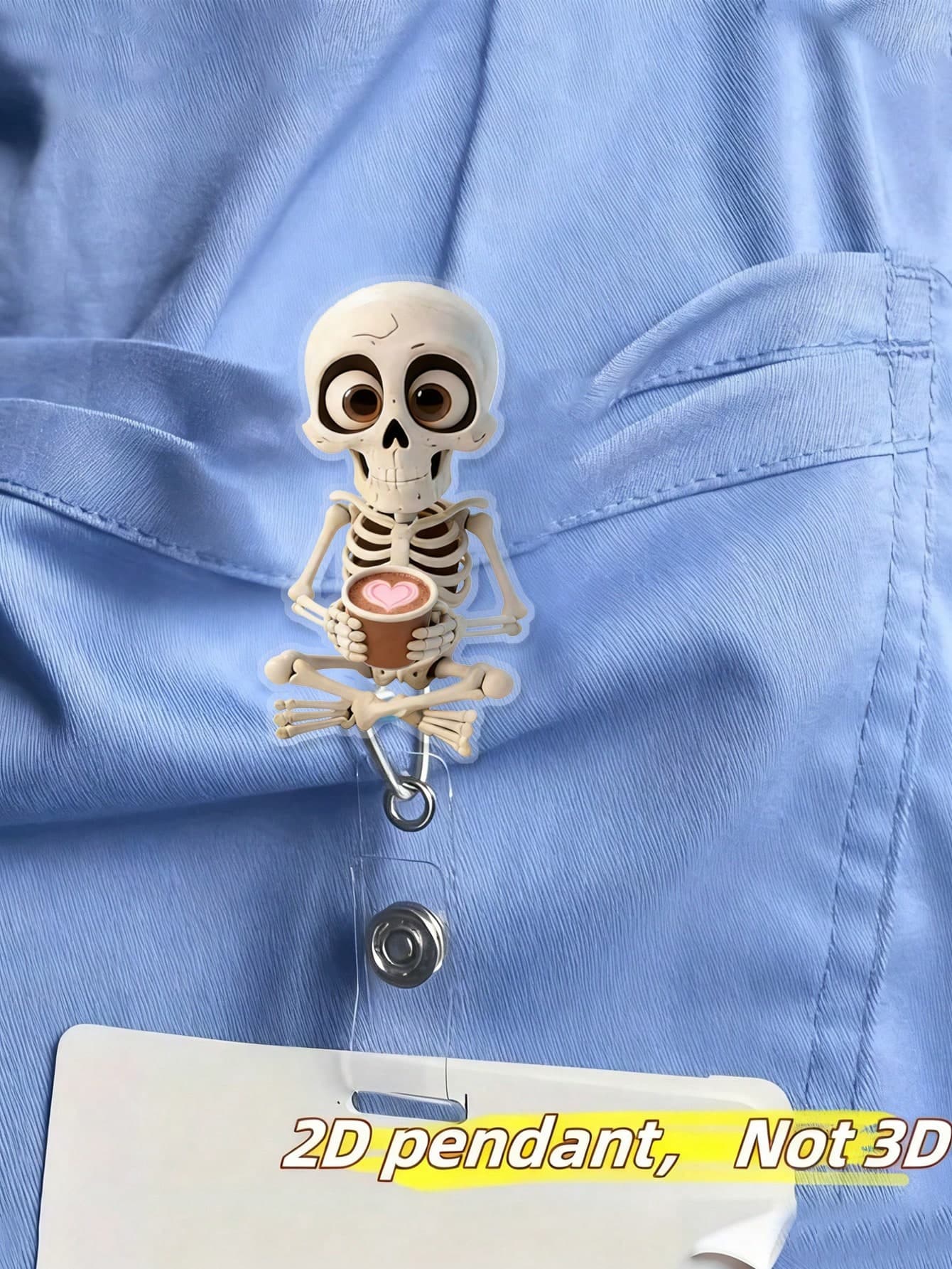 2D Flat Acrylic Nurse Girl ID Card Holder - Retractable Badge Reel, Durable Tag Suitable For Medical Students And Nursing Practitioners - Durable PMMA Material Workplace Identification Badge Holder | Interesting Design | Durable Acrylic Nurse Accessories Back To School Teacher Gift