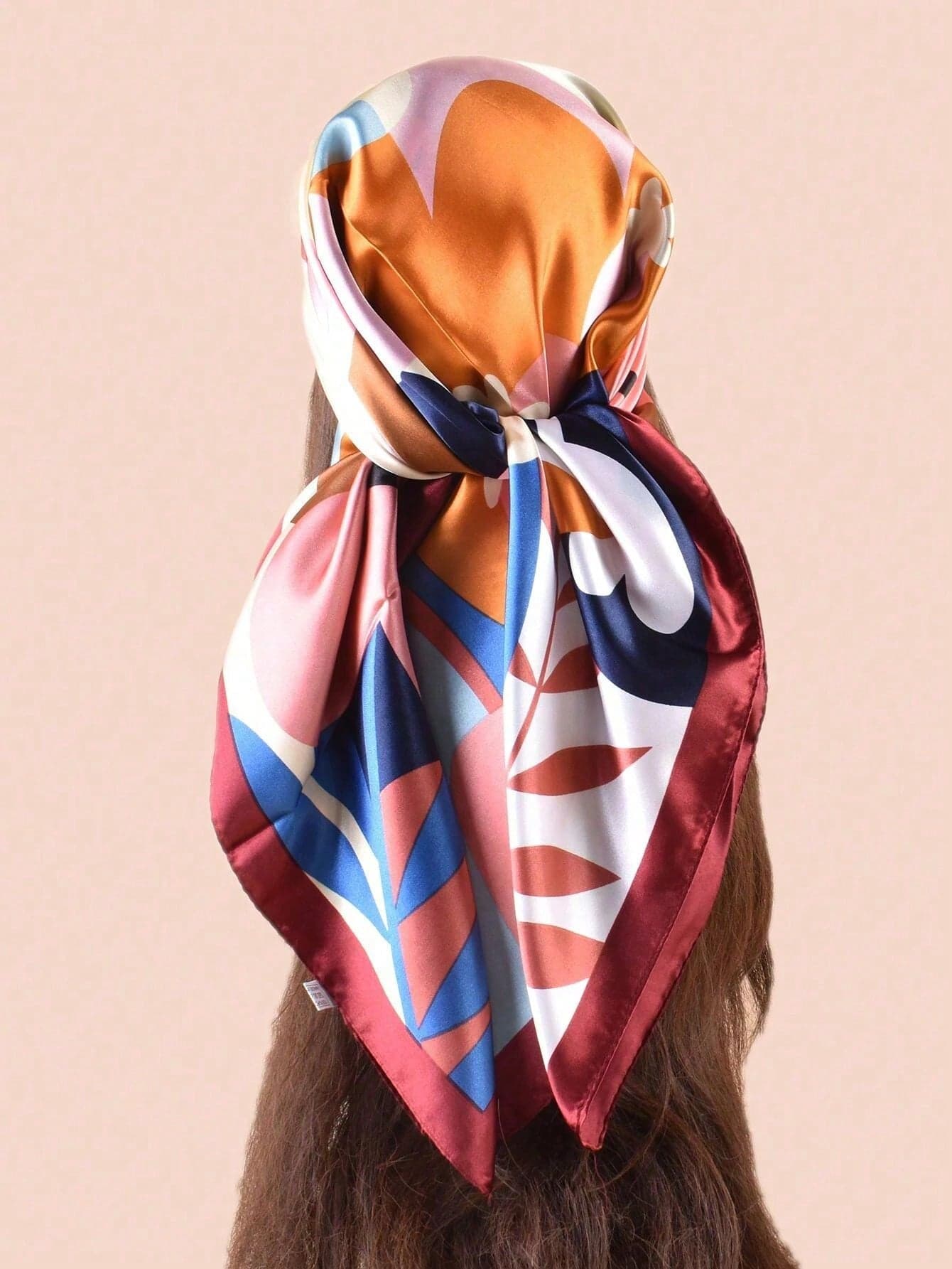1pc 90cm Fashionable Floral Print Women's Square Scarf, Casual Sun Protection Headscarf Shawl,Accessories,Beach Towel