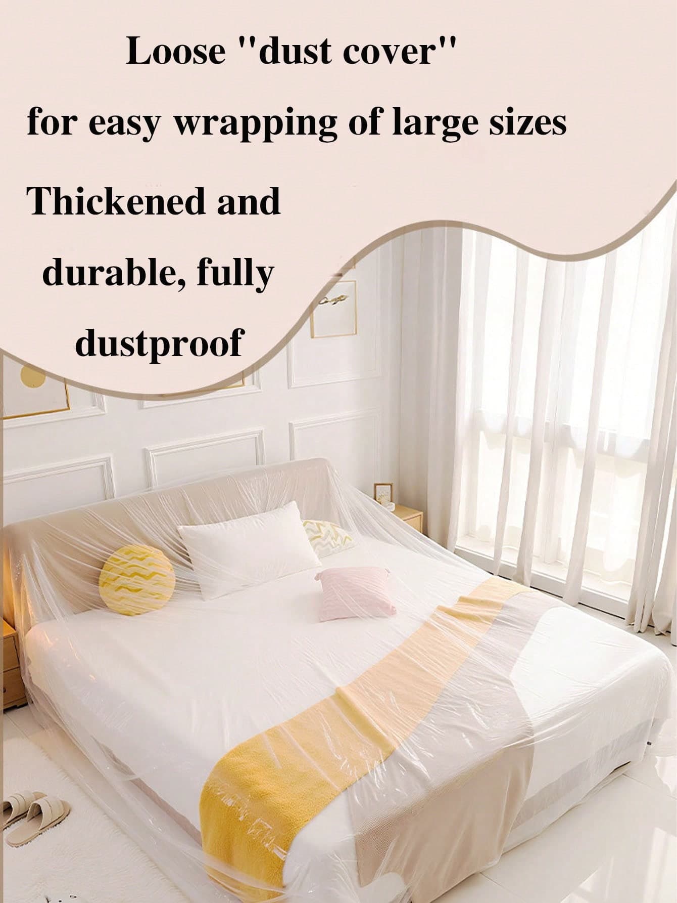 Disposable Elastic Fitted Bed Dust Cover | Thickened ABS Material | All-Round Dustproof Protection For Bedroom Furniture,Extra Large Disposable Bed Dust Cover With Elastic Edge | Waterproof & Durable ABS Plastic | Easy Wrap For King/Queen Size Beds