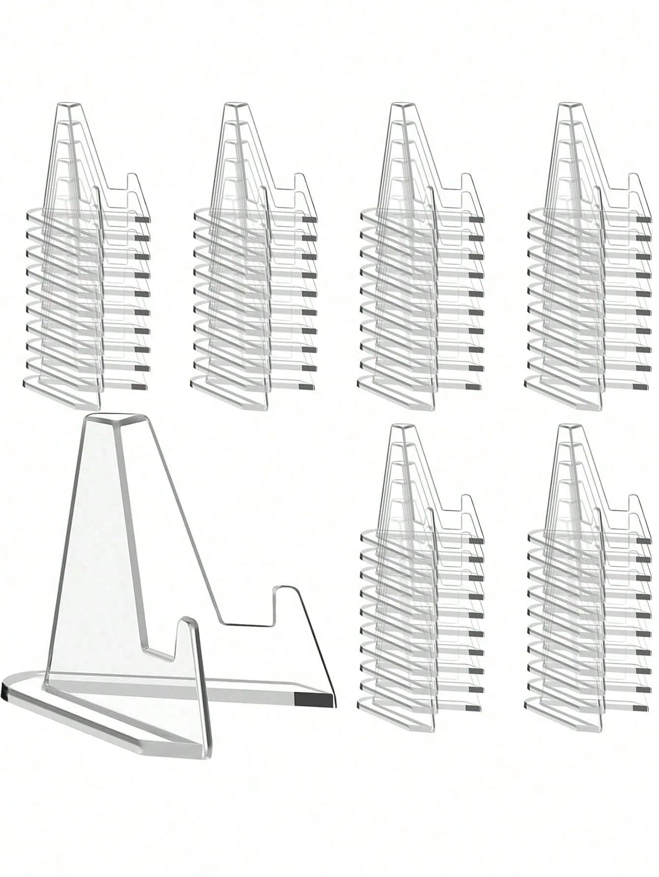 1/5/10/20pcs Acrylic Card Display Stands, Transparent Card Holders, Suitable For Sports Cards, Trading Cards, Graded Cards, Mini Card Racks, Clear Plastic Card Clips, Paper Table Number Bases, Product Price Tags, Menu Labels, Party & Wedding Guest Cards